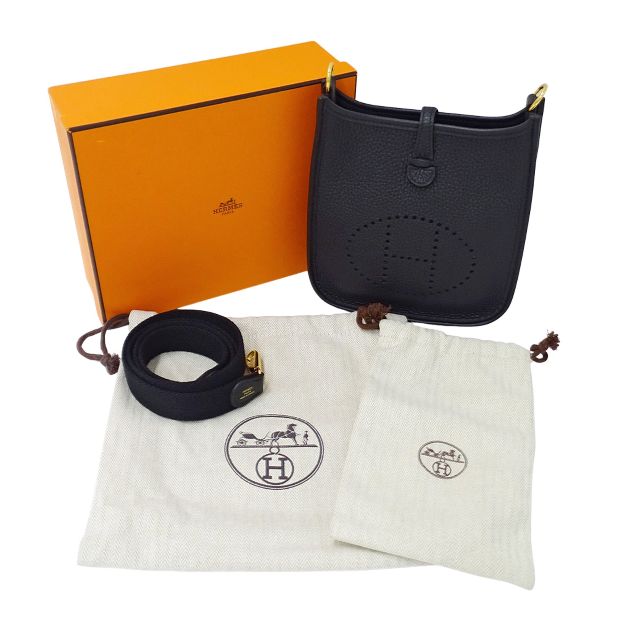 Hermes Hermes handbag, women's brand shoulder bag, Evelyne TPM, Taurillon Clemence leather, black, gold hardware, black mini B stamp. Size ONE SIZE - 8 Thumbnail