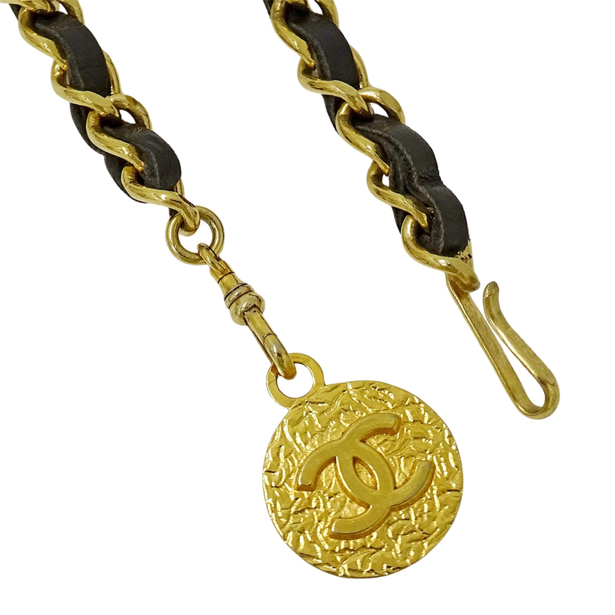Chanel Chanel Women's Chain Belt, Leather, Black with Gold Coco Mark Size ONE SIZE - 3 Thumbnail