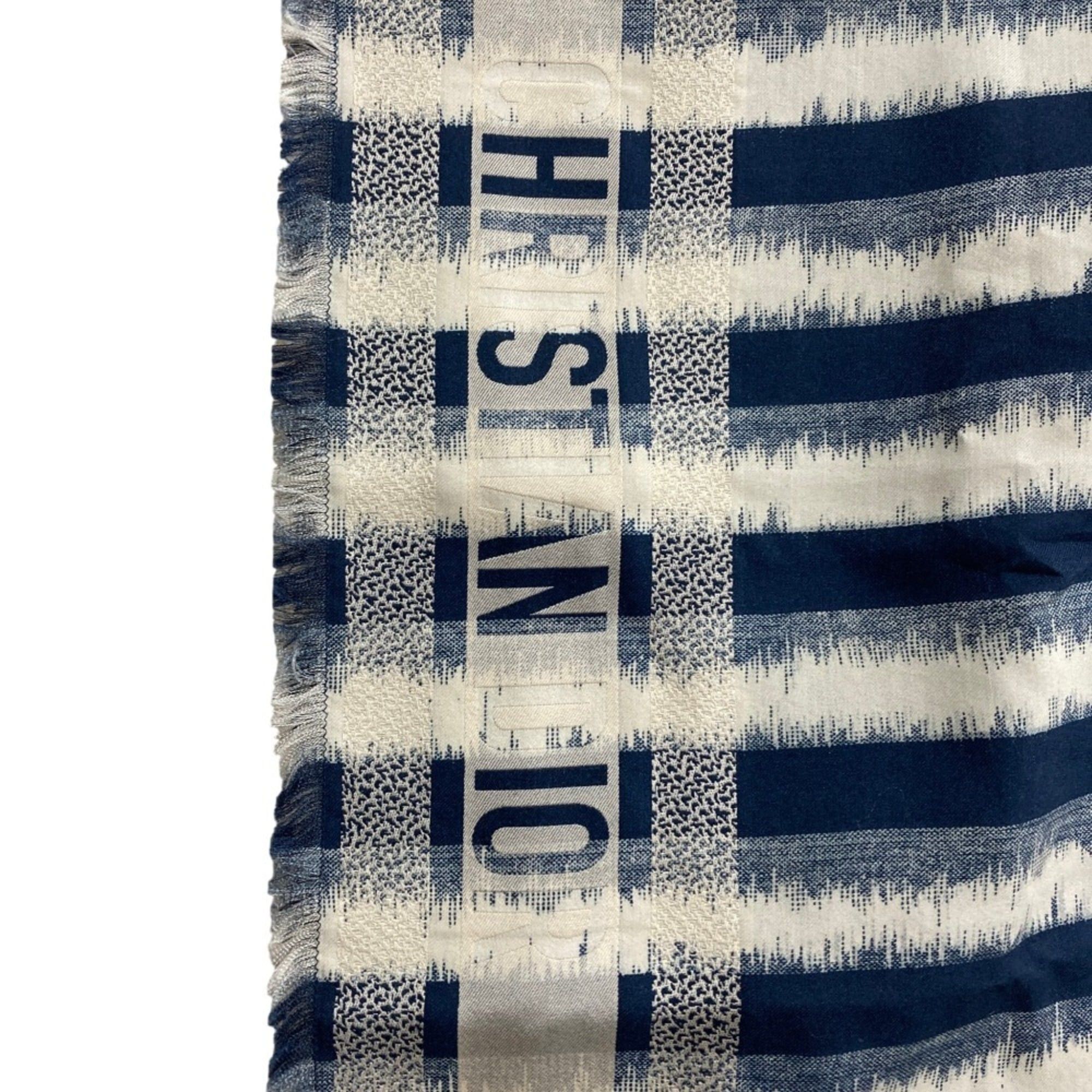 Dior Christian Dior Dior D-Stripes Square Scarf 12DST070I916 Ivory Navy Women's Size ONE SIZE - 3 Thumbnail