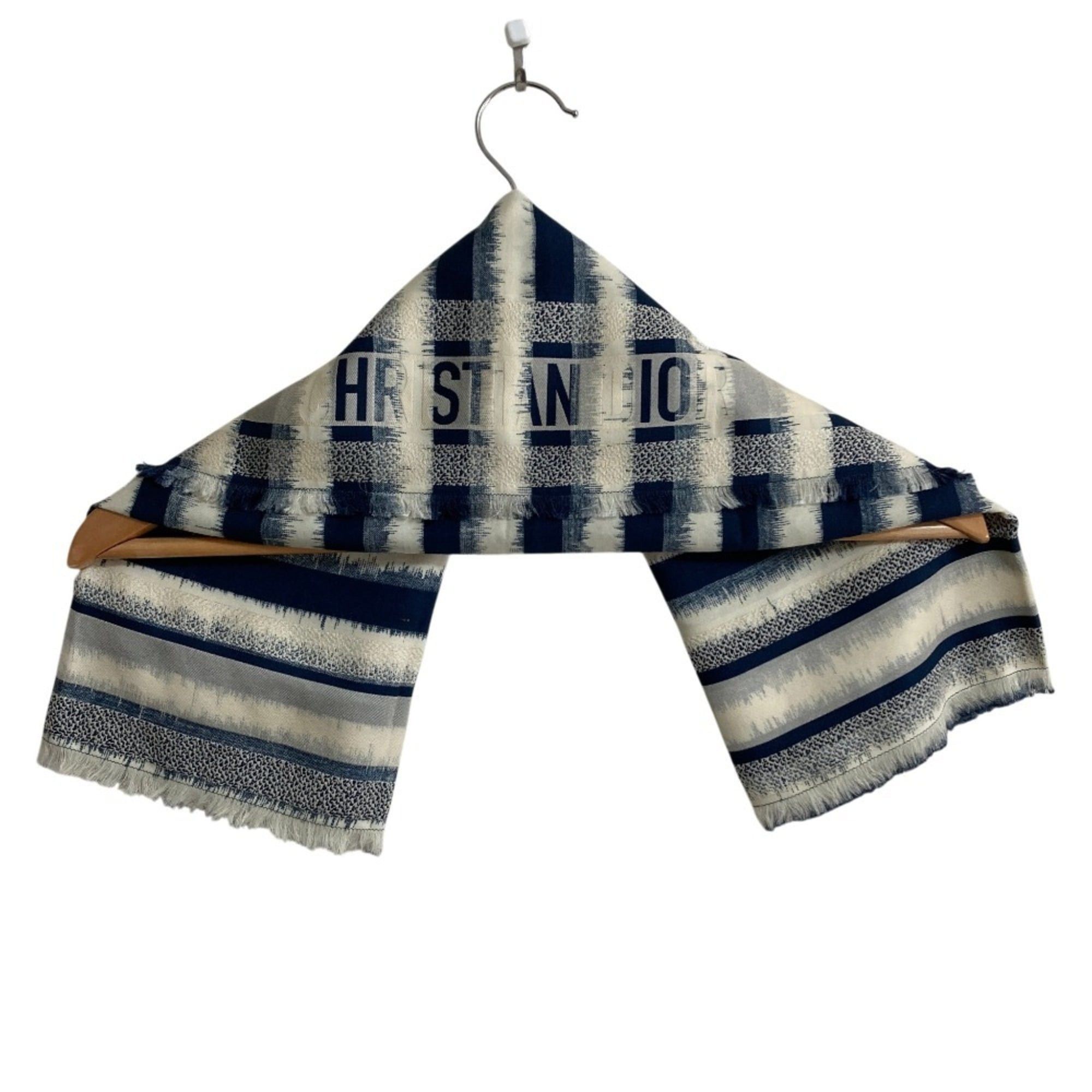 Dior Christian Dior Dior D-Stripes Square Scarf 12DST070I916 Ivory Navy Women's Size ONE SIZE - 5 Thumbnail