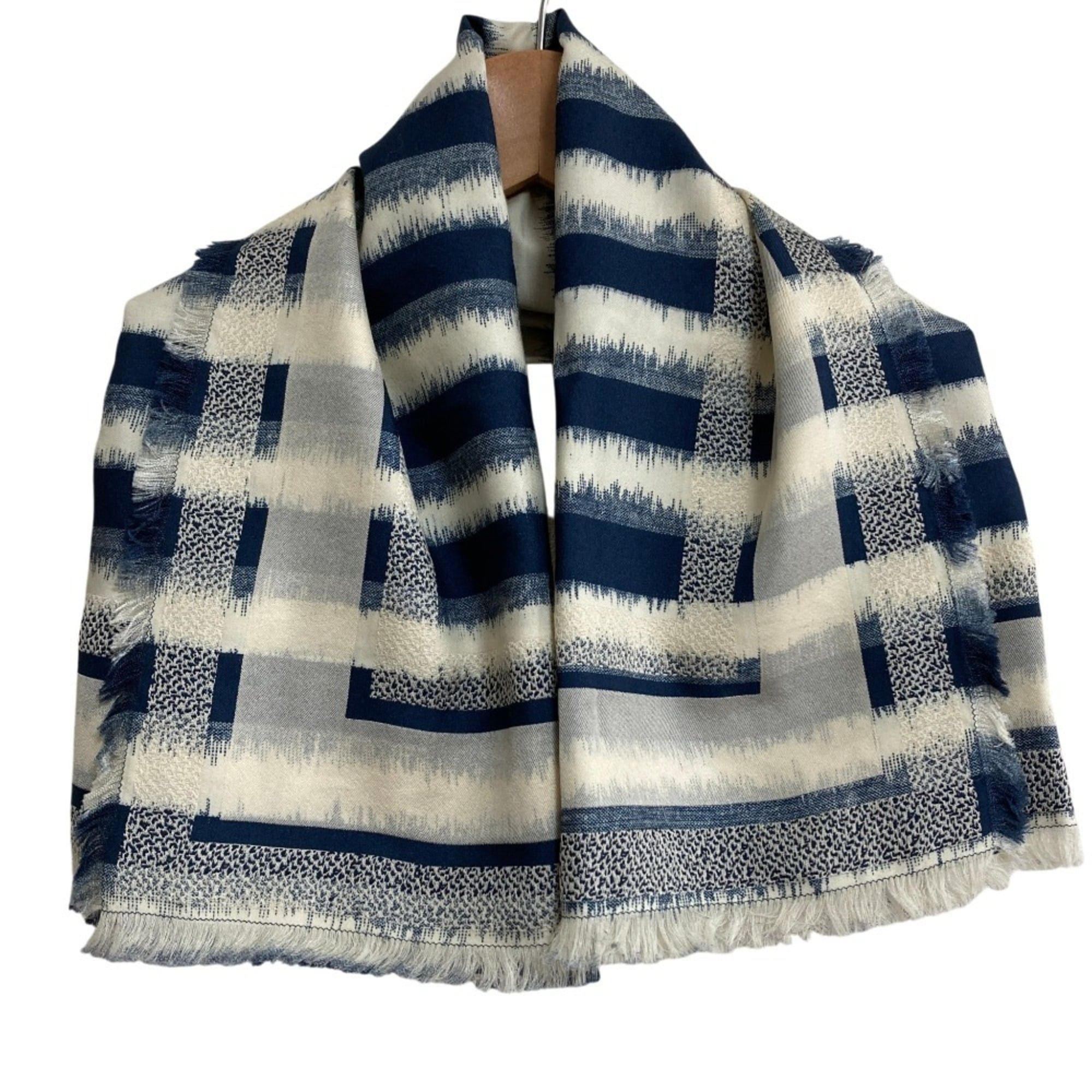 Dior Christian Dior Dior D-Stripes Square Scarf 12DST070I916 Ivory Navy Women's Size ONE SIZE - 4 Thumbnail