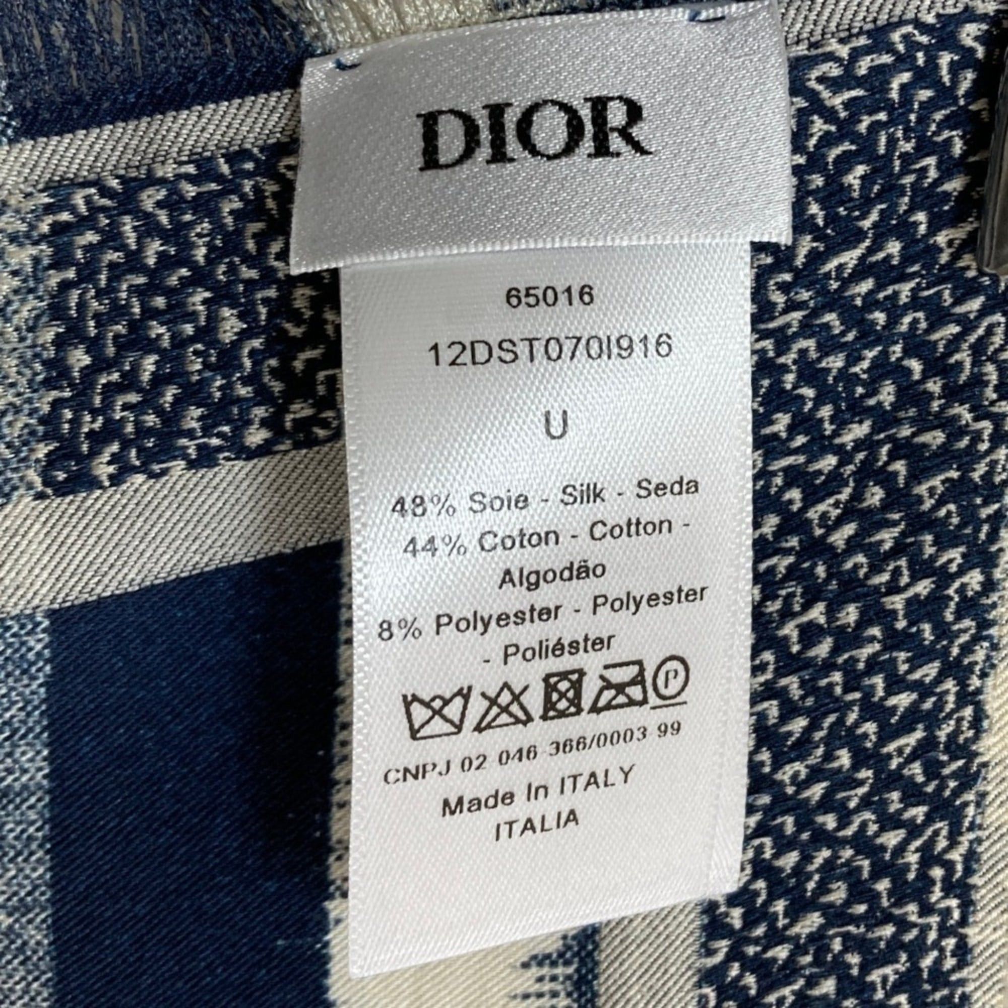 Dior Christian Dior Dior D-Stripes Square Scarf 12DST070I916 Ivory Navy Women's Size ONE SIZE - 6 Thumbnail
