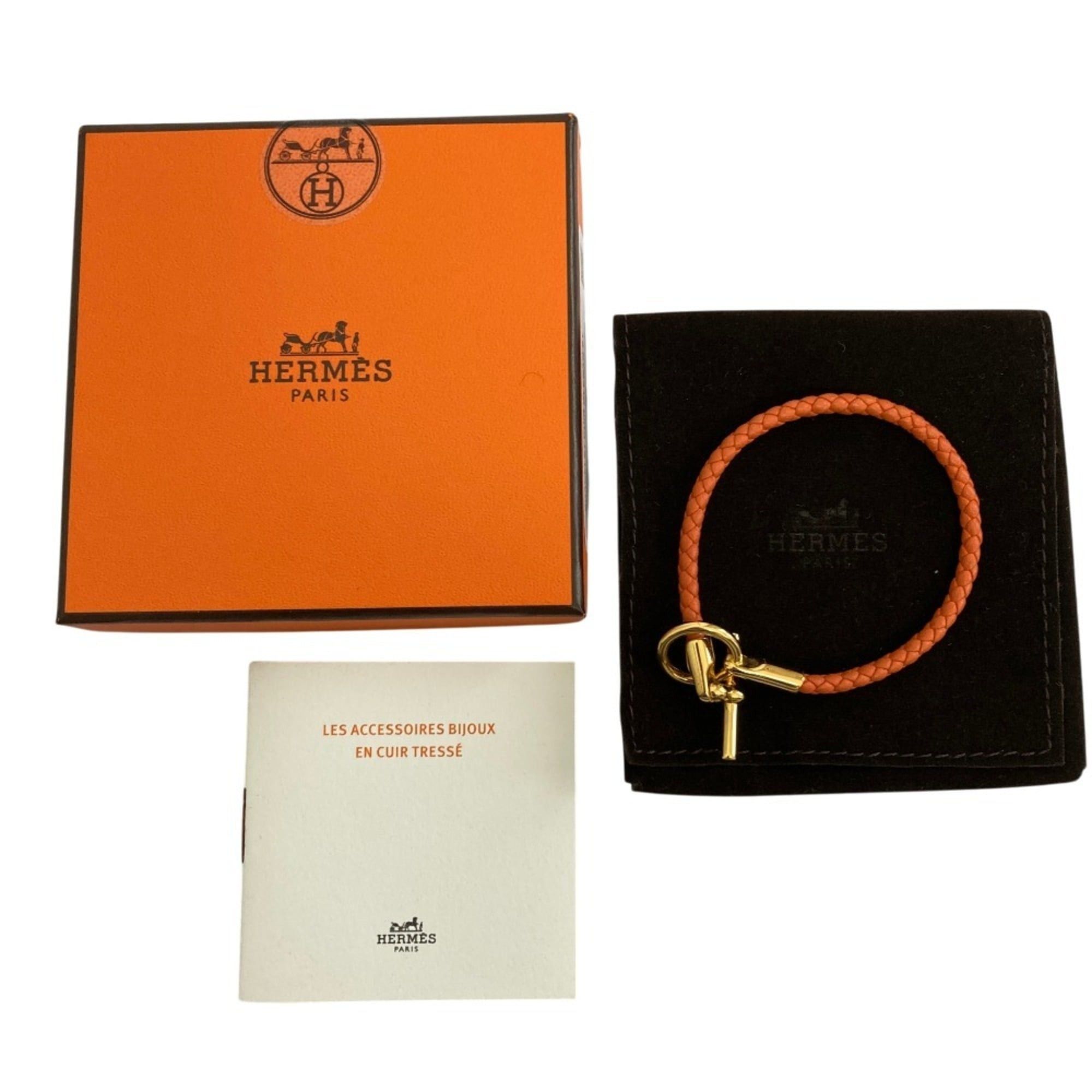 Hermes Hermes Glenan Leather Bracelet Orange Women's Size ONE SIZE - 2 Thumbnail