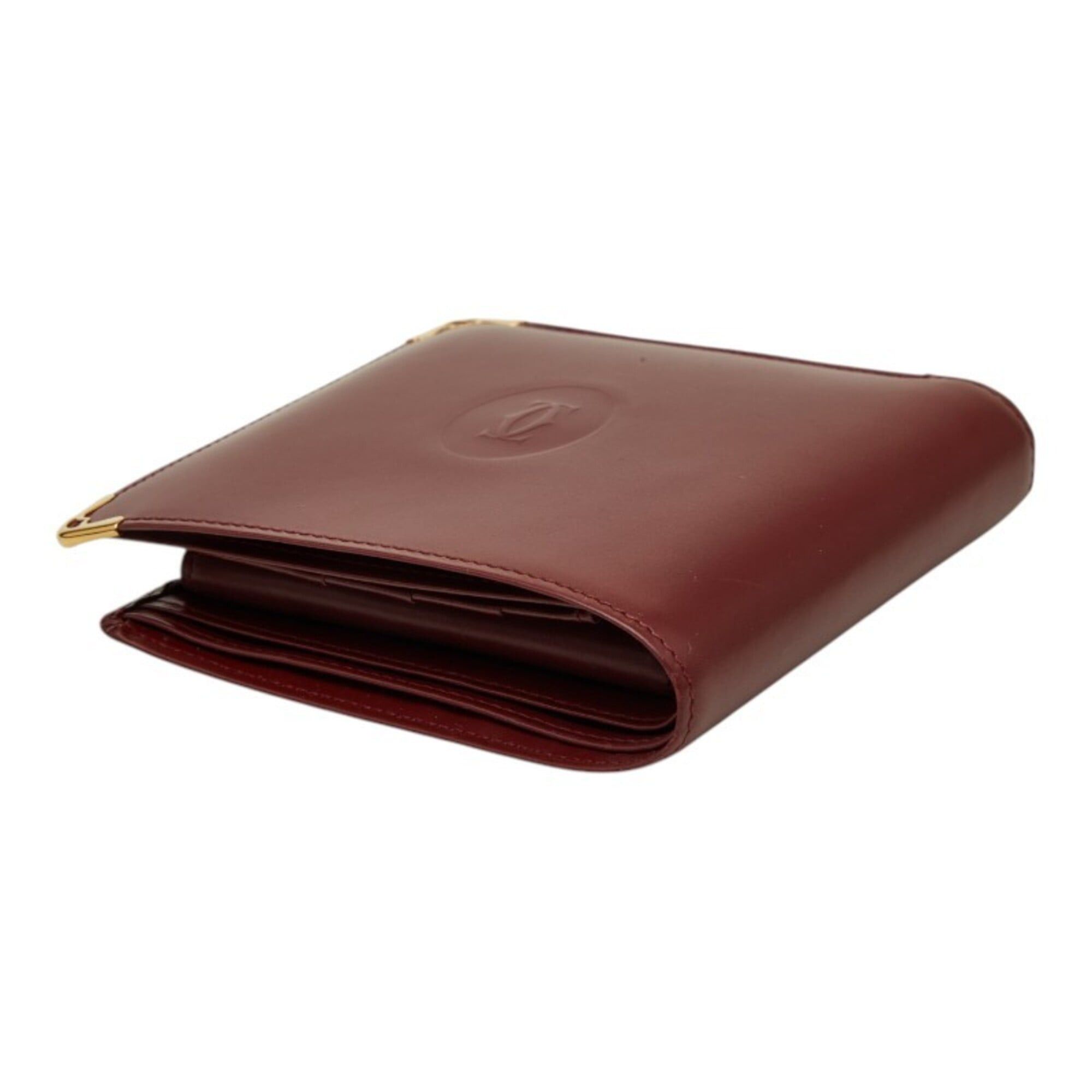 Cartier Cartier Must Line Bi-fold Wallet, Wine Red/Bordeaux Leather, Women's. Size ONE SIZE - 5 Thumbnail