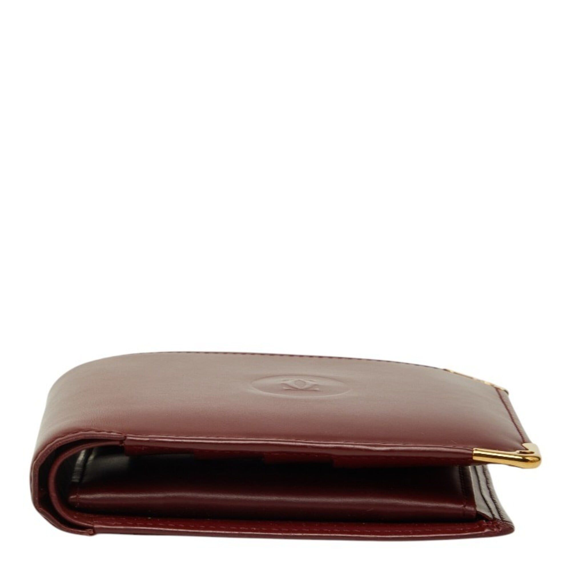 Cartier Cartier Must Line Bi-fold Wallet, Wine Red/Bordeaux Leather, Women's. Size ONE SIZE - 3 Thumbnail