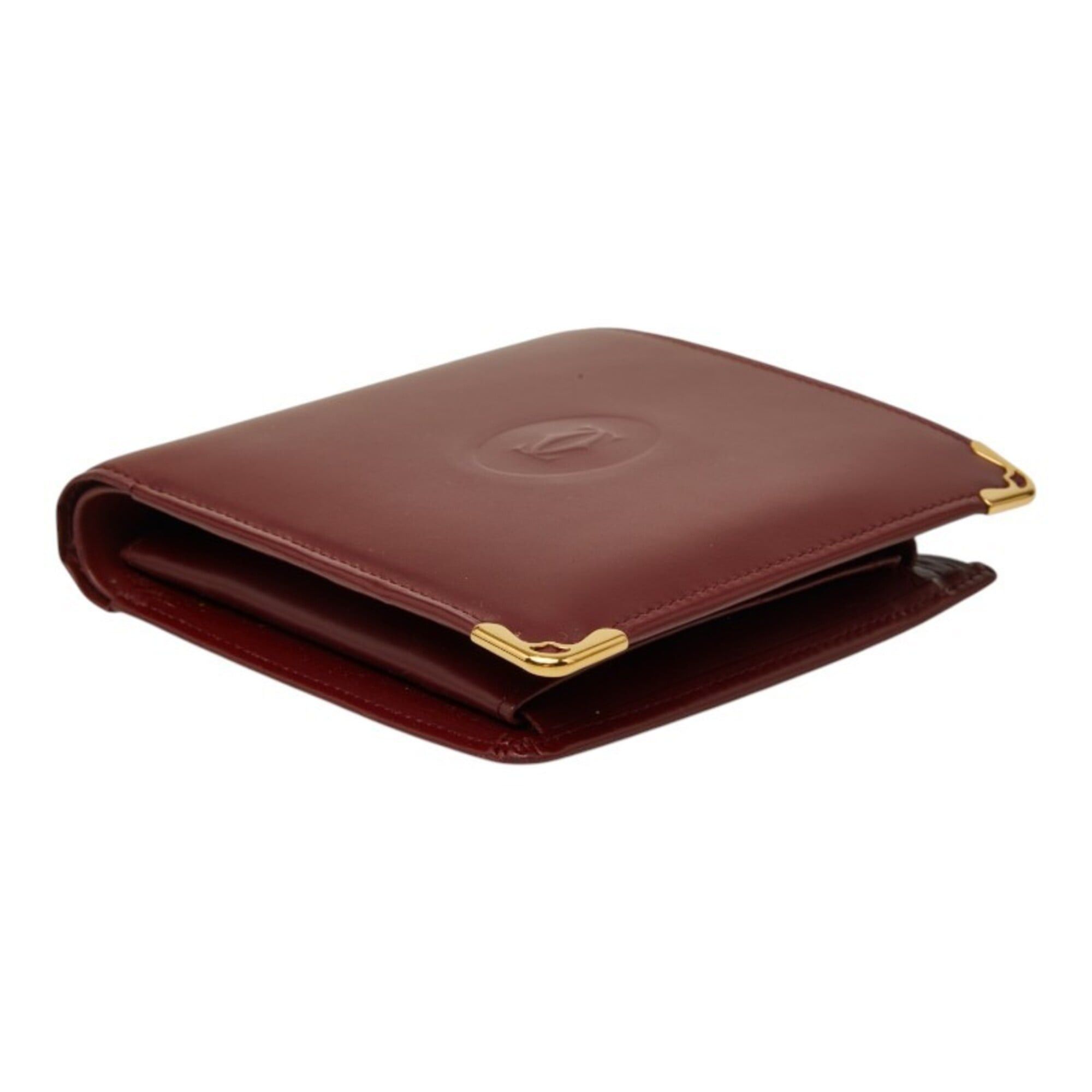 Cartier Cartier Must Line Bi-fold Wallet, Wine Red/Bordeaux Leather, Women's. Size ONE SIZE - 4 Thumbnail