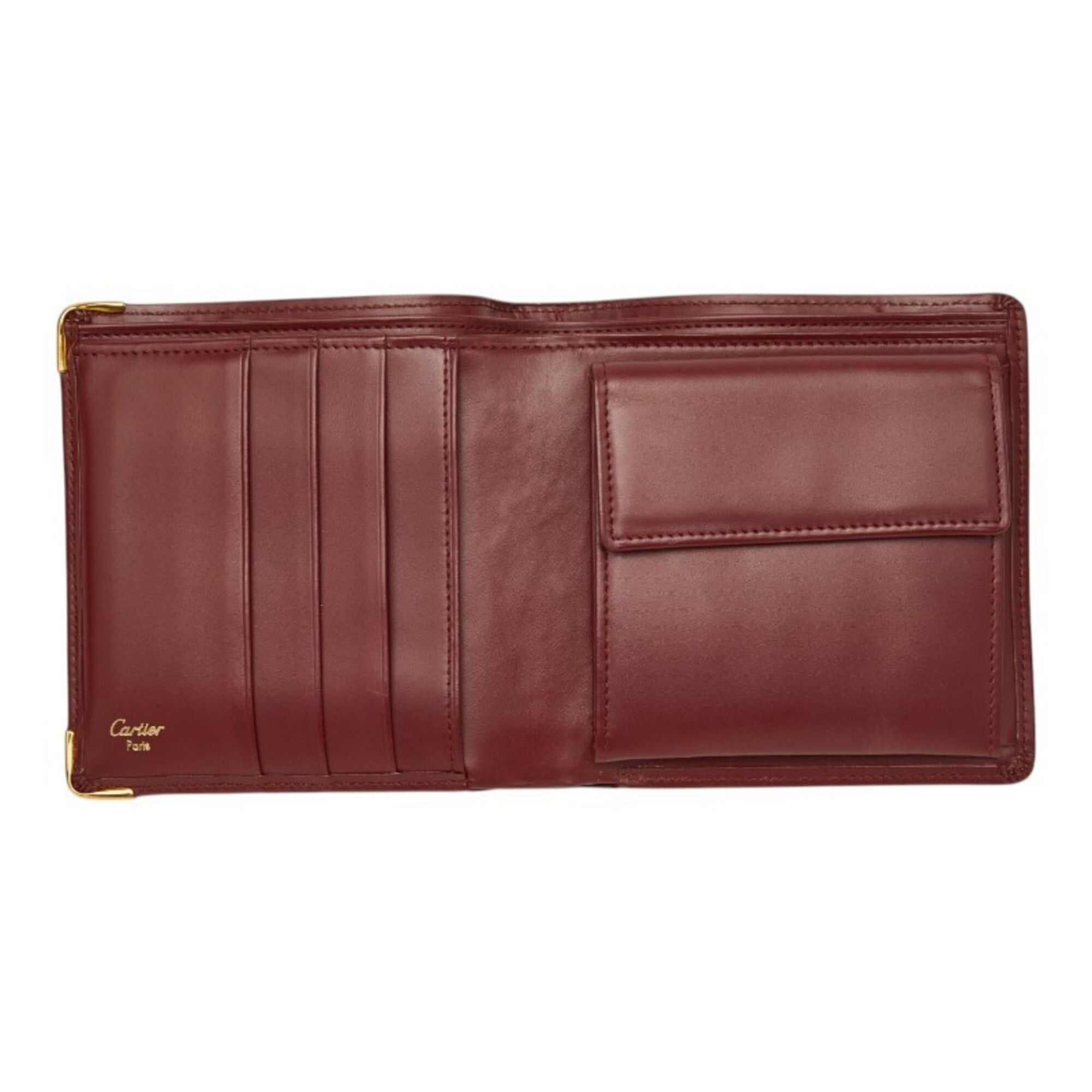 Cartier Cartier Must Line Bi-fold Wallet, Wine Red/Bordeaux Leather, Women's. Size ONE SIZE - 8 Thumbnail