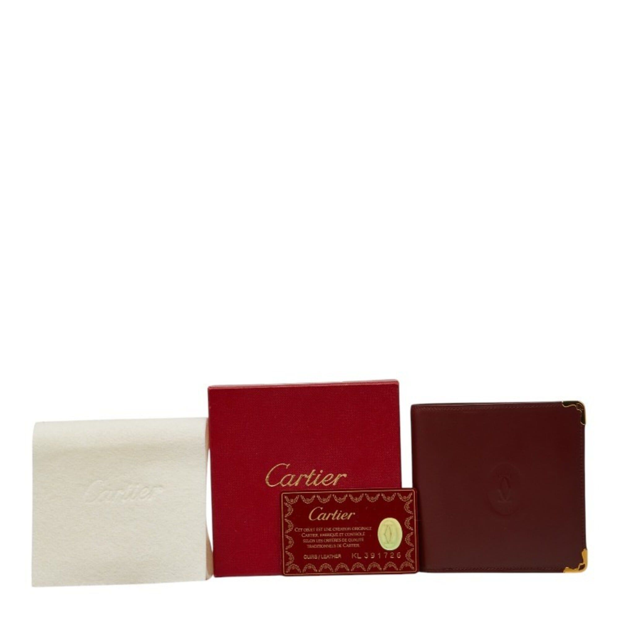 Cartier Cartier Must Line Bi-fold Wallet, Wine Red/Bordeaux Leather, Women's. Size ONE SIZE - 11 Thumbnail