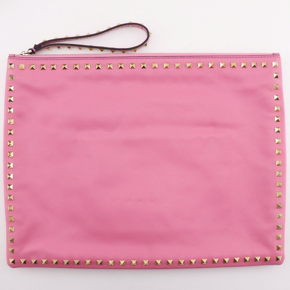 Valentino Valentino Valentino Garavani Rockstud Leather Clutch Bag Leather Clutch Bag DUTY FREE for USA Size ONE SIZE - 17 Thumbnail