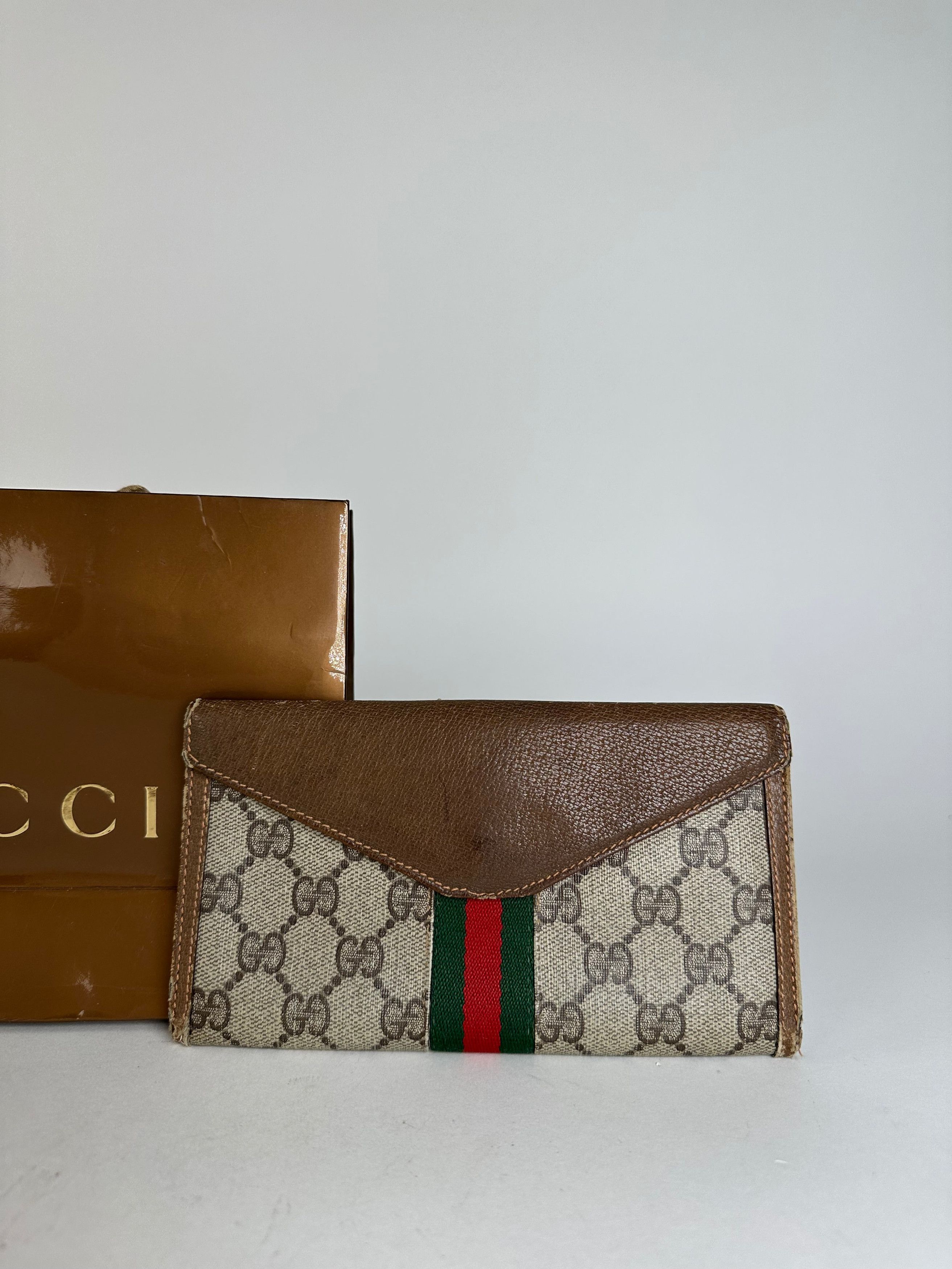 Gucci Vintage GG Supreme Long Wallet Beige Size ONE SIZE - 12 Thumbnail