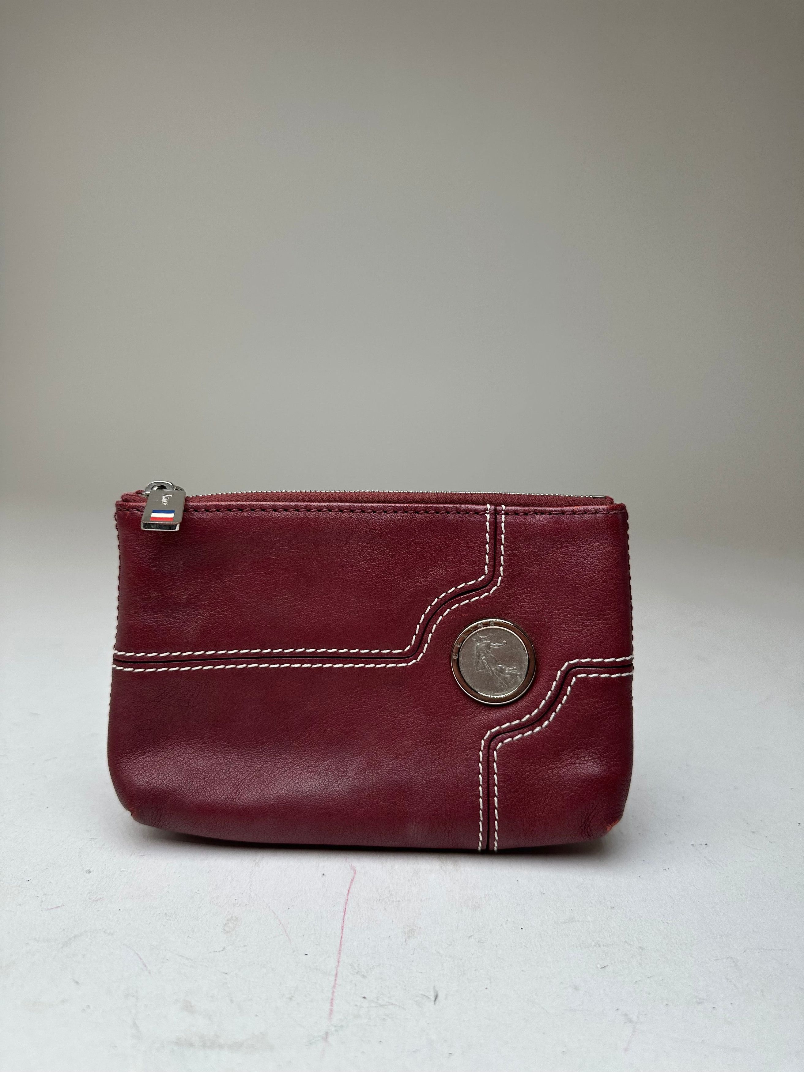 Celine Vintage Leather Zip Pouch Burgundy Size ONE SIZE - 14 Thumbnail