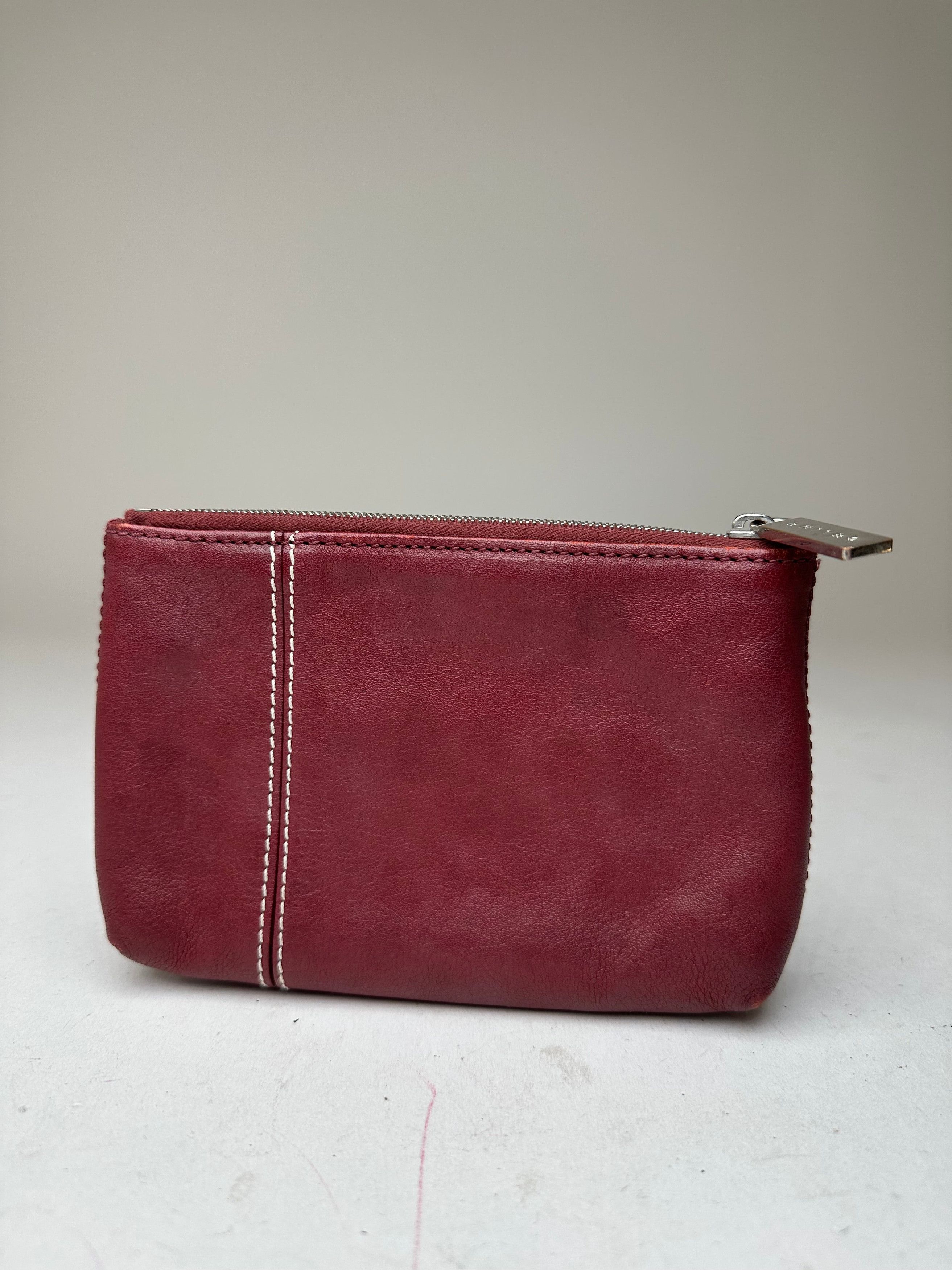 Celine Vintage Leather Zip Pouch Burgundy Size ONE SIZE - 15 Thumbnail