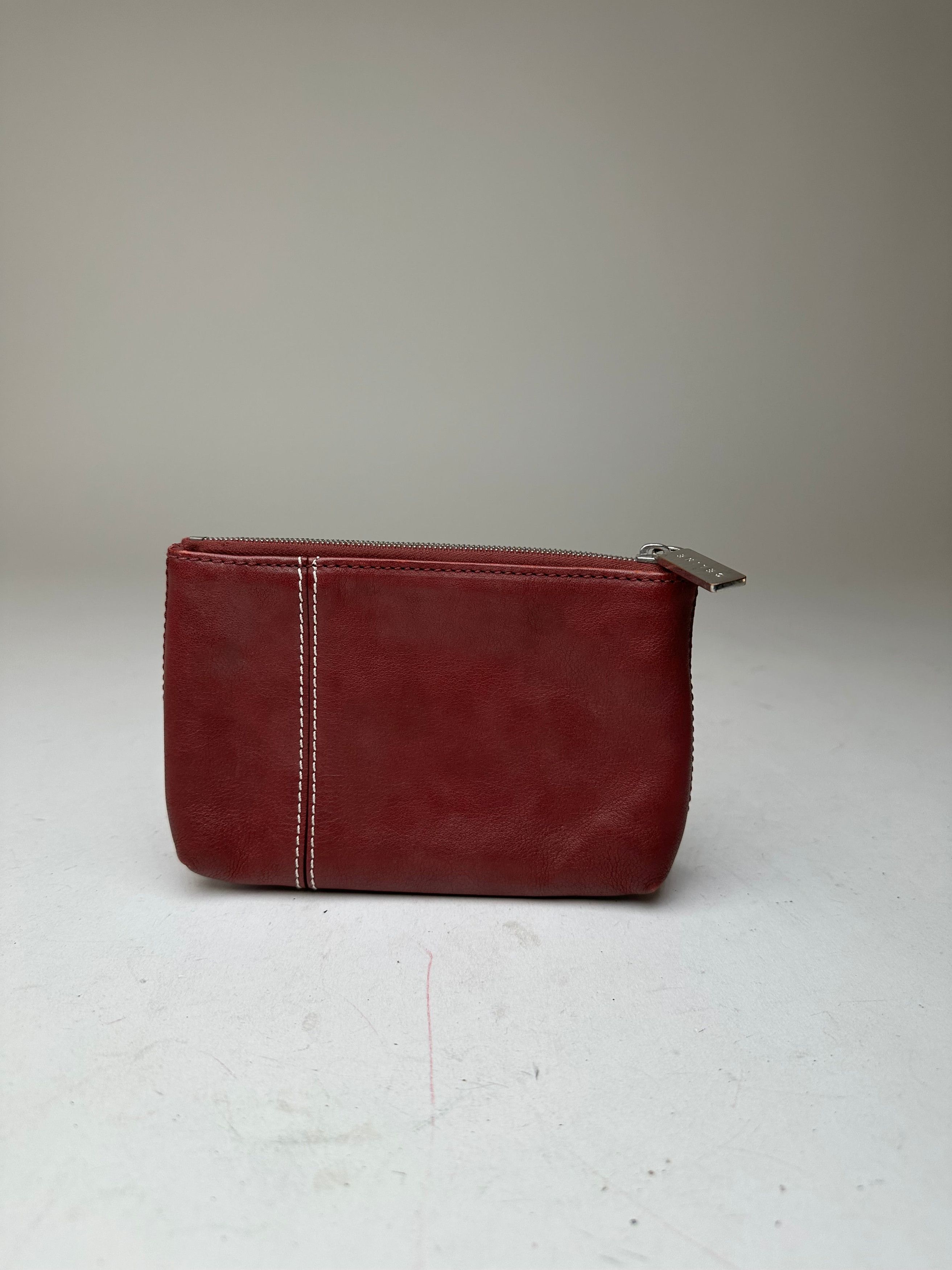 Celine Vintage Leather Zip Pouch Burgundy Size ONE SIZE - 2 Thumbnail