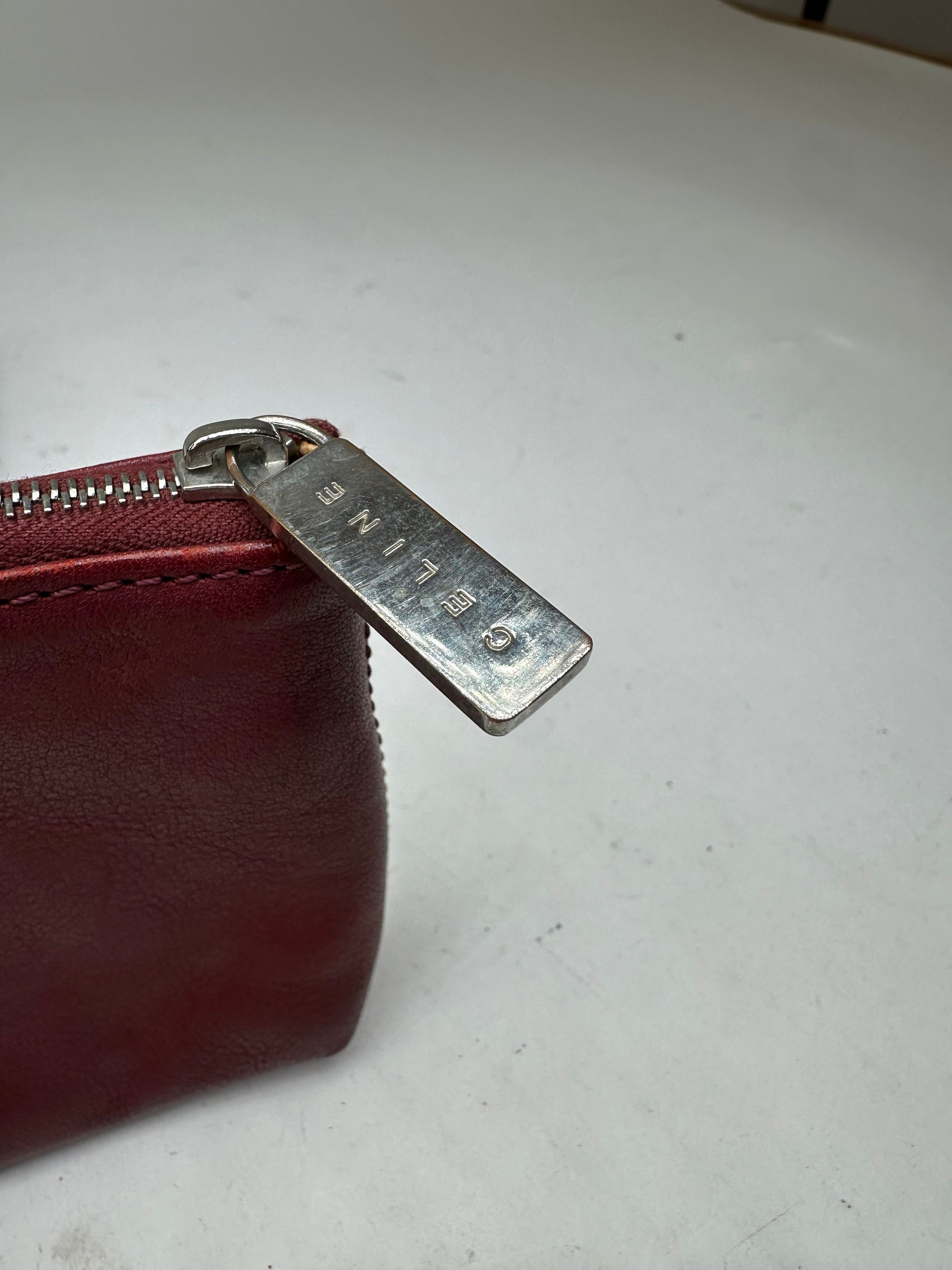 Celine Vintage Leather Zip Pouch Burgundy Size ONE SIZE - 3 Thumbnail