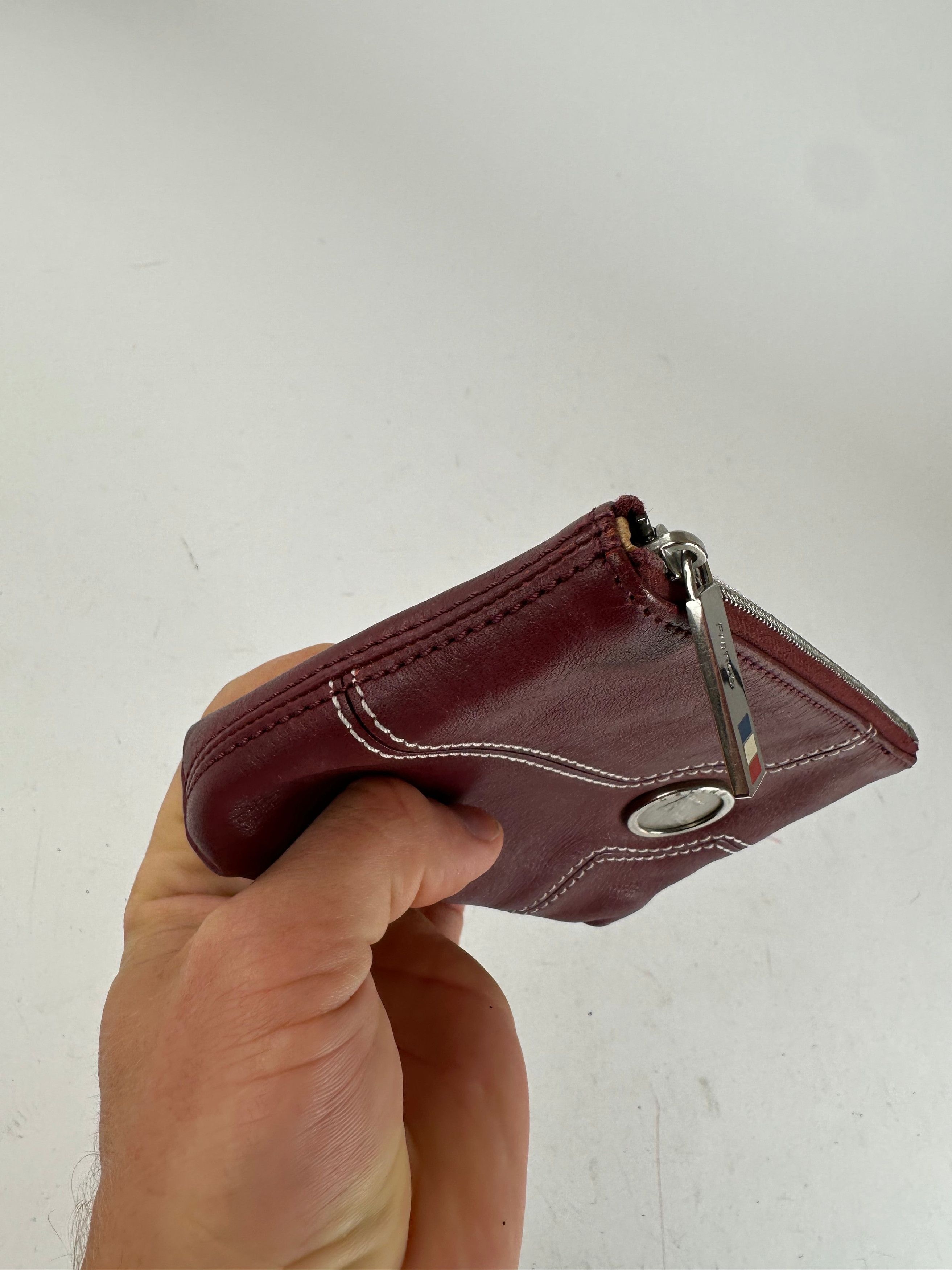 Celine Vintage Leather Zip Pouch Burgundy Size ONE SIZE - 4 Thumbnail
