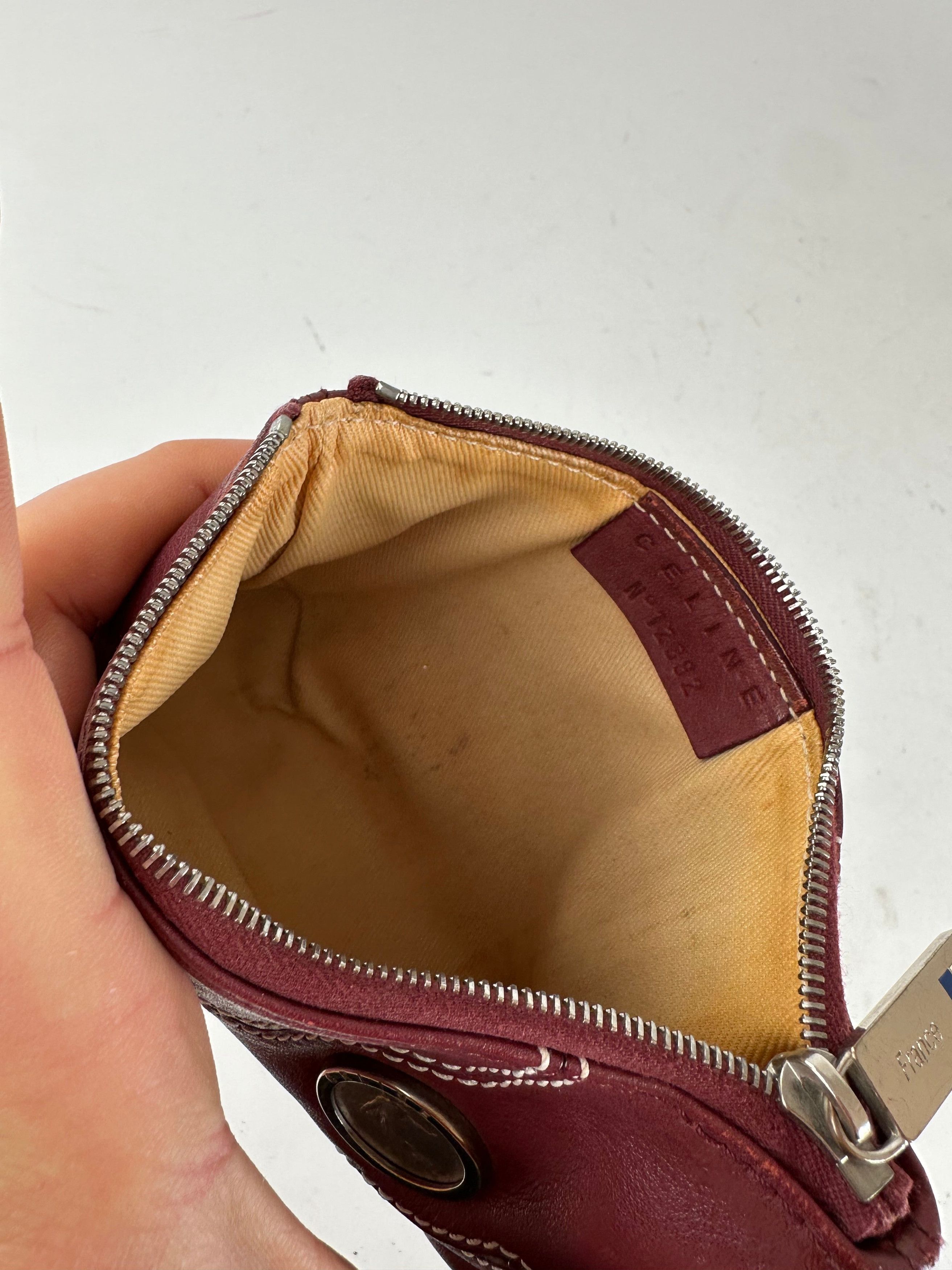Celine Vintage Leather Zip Pouch Burgundy Size ONE SIZE - 7 Thumbnail