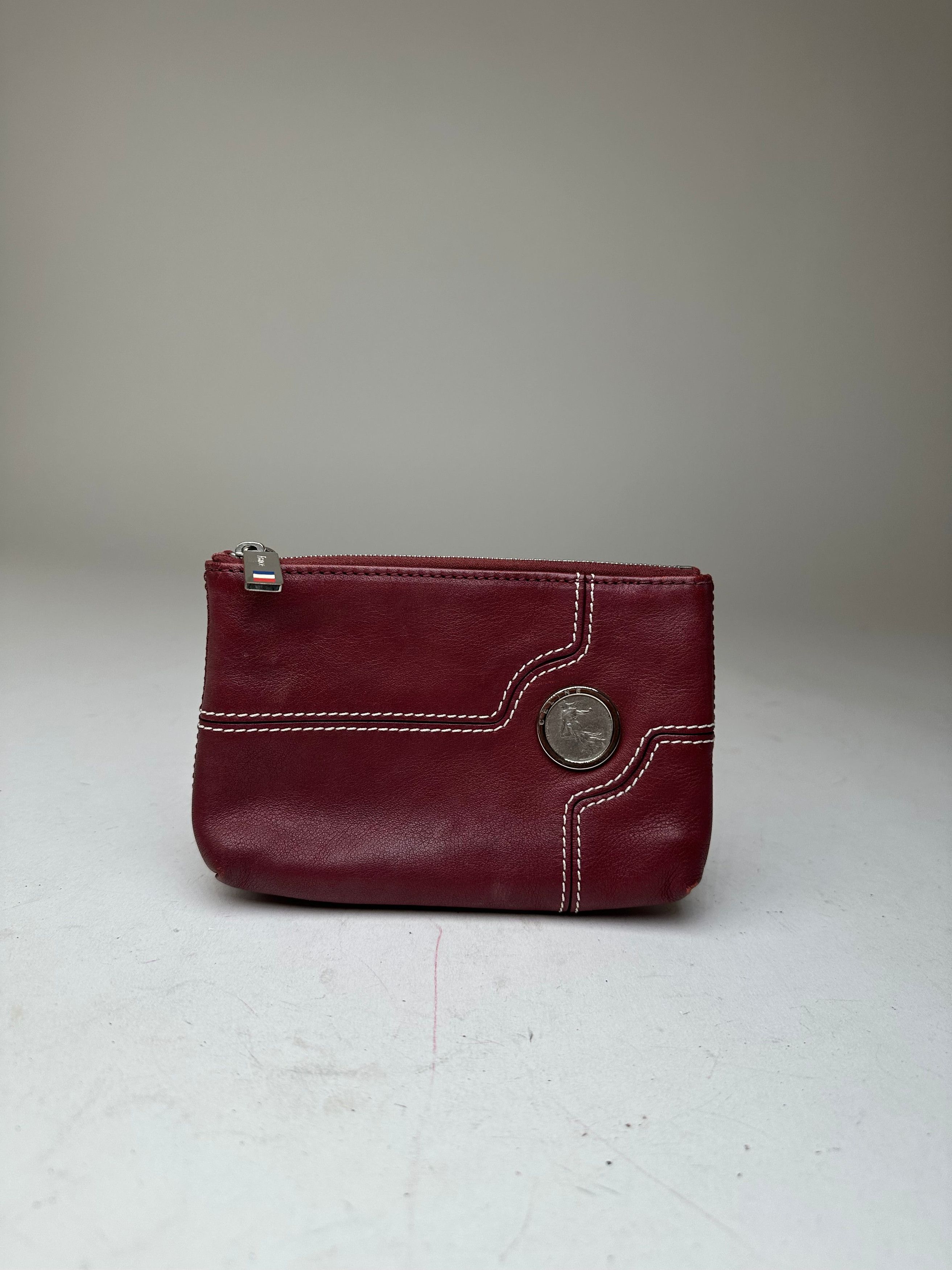 Celine Vintage Leather Zip Pouch Burgundy Size ONE SIZE - 5 Thumbnail