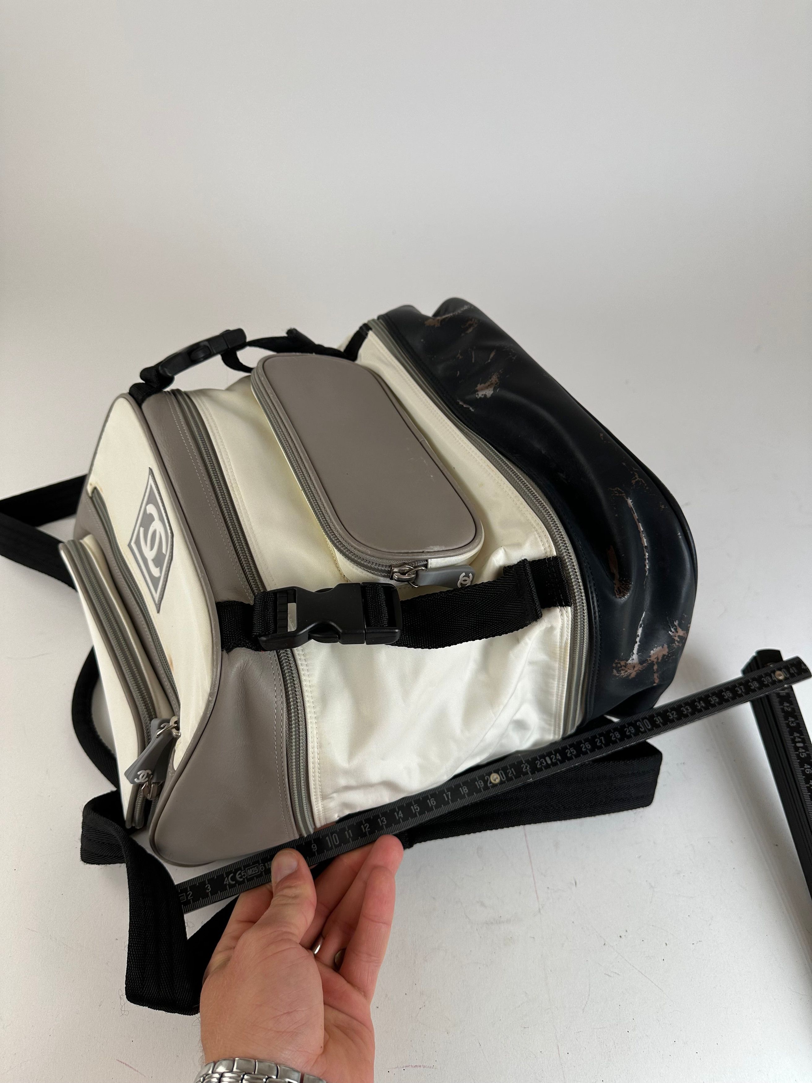 Chanel Vintage Backpack Nylon Cream Black Size ONE SIZE - 12 Thumbnail