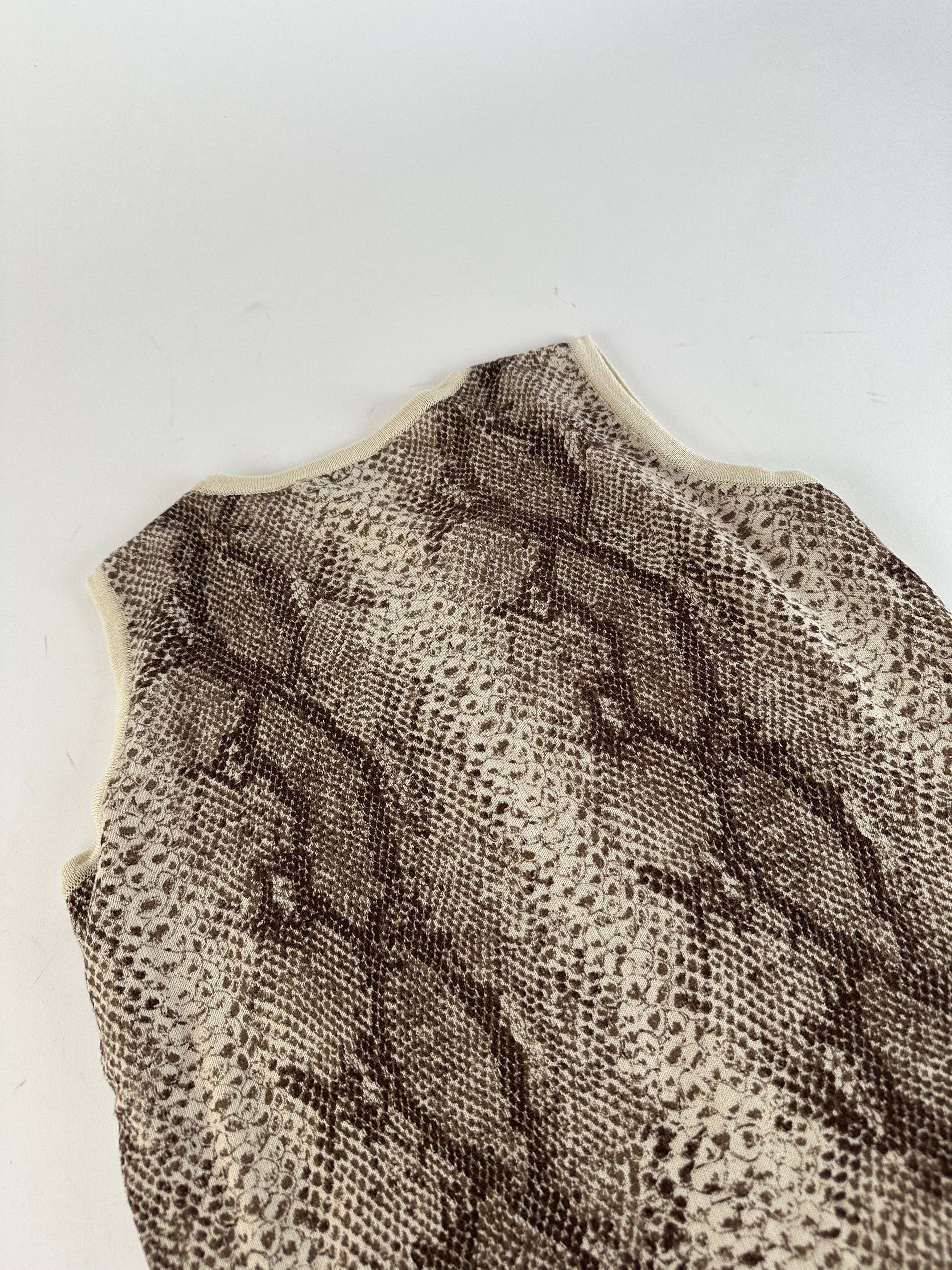 Givenchy Vintage Boutique Snakeskin Print Knit Sleeveless Top Cream B Size M / US 6-8 / IT 42-44 - 10 Thumbnail