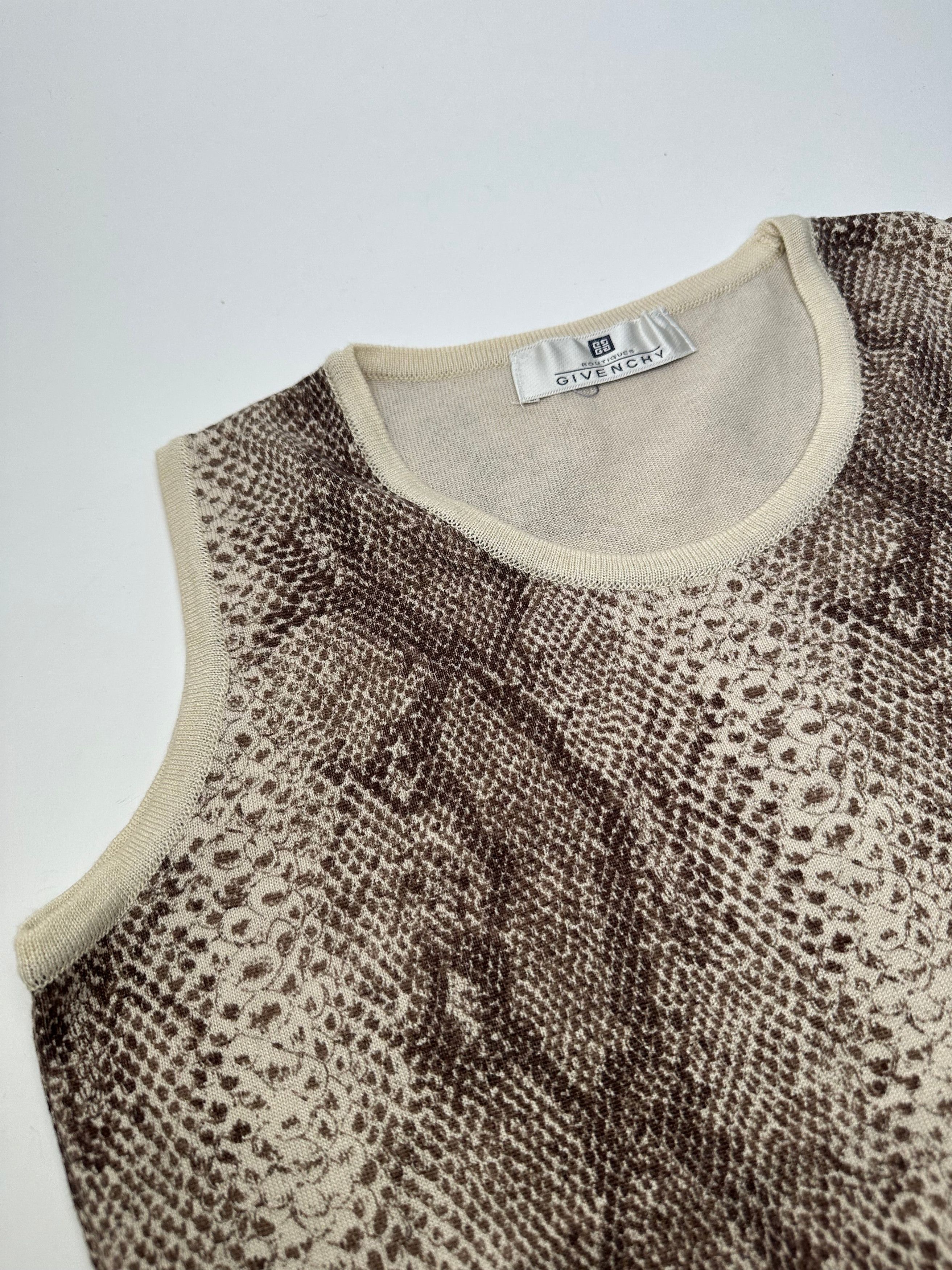 Givenchy Vintage Boutique Snakeskin Print Knit Sleeveless Top Cream B Size M / US 6-8 / IT 42-44 - 5 Thumbnail