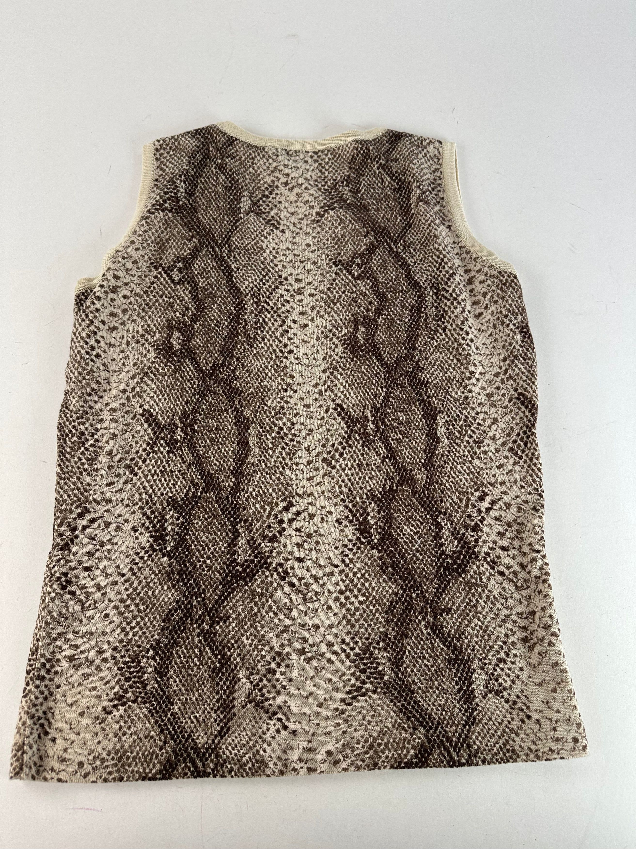 Givenchy Vintage Boutique Snakeskin Print Knit Sleeveless Top Cream B Size M / US 6-8 / IT 42-44 - 9 Thumbnail