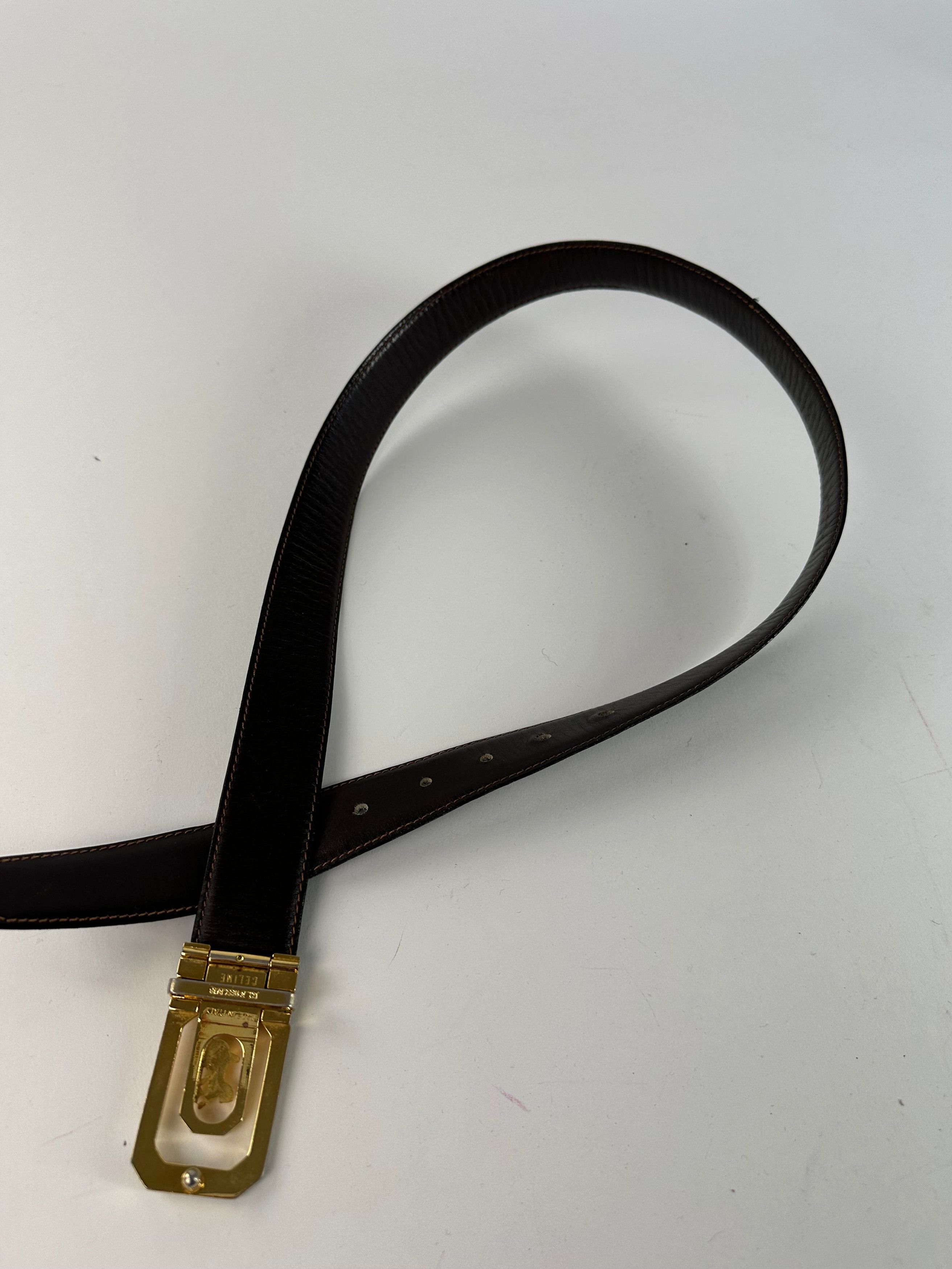 Celine Vintage Sulky Reversible Leather Belt Black 80 cm Size ONE SIZE - 4 Thumbnail