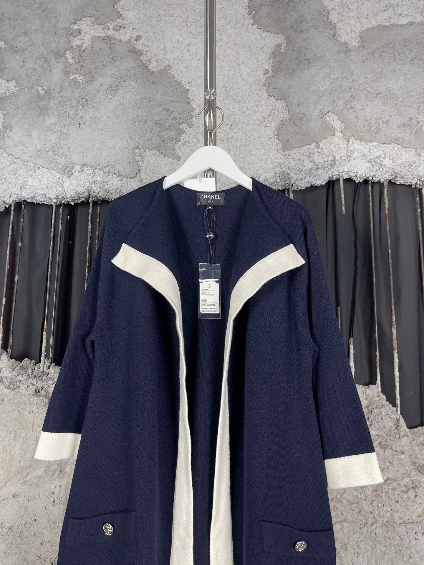 Chanel Chanel Navy Knit Coat Size 34 Size XS / US 0-2 / IT 36-38 - 4 Thumbnail