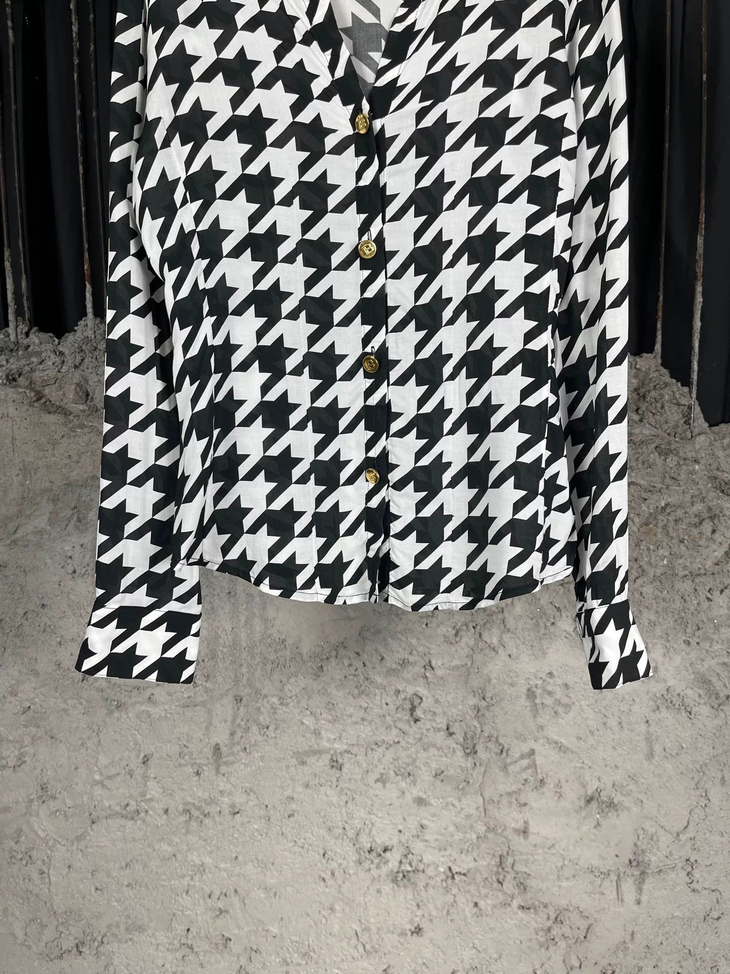 Balmain Balmain Houndstooth Button Up Shirt Size 36 Size XS / US 0-2 / IT 36-38 - 5 Thumbnail