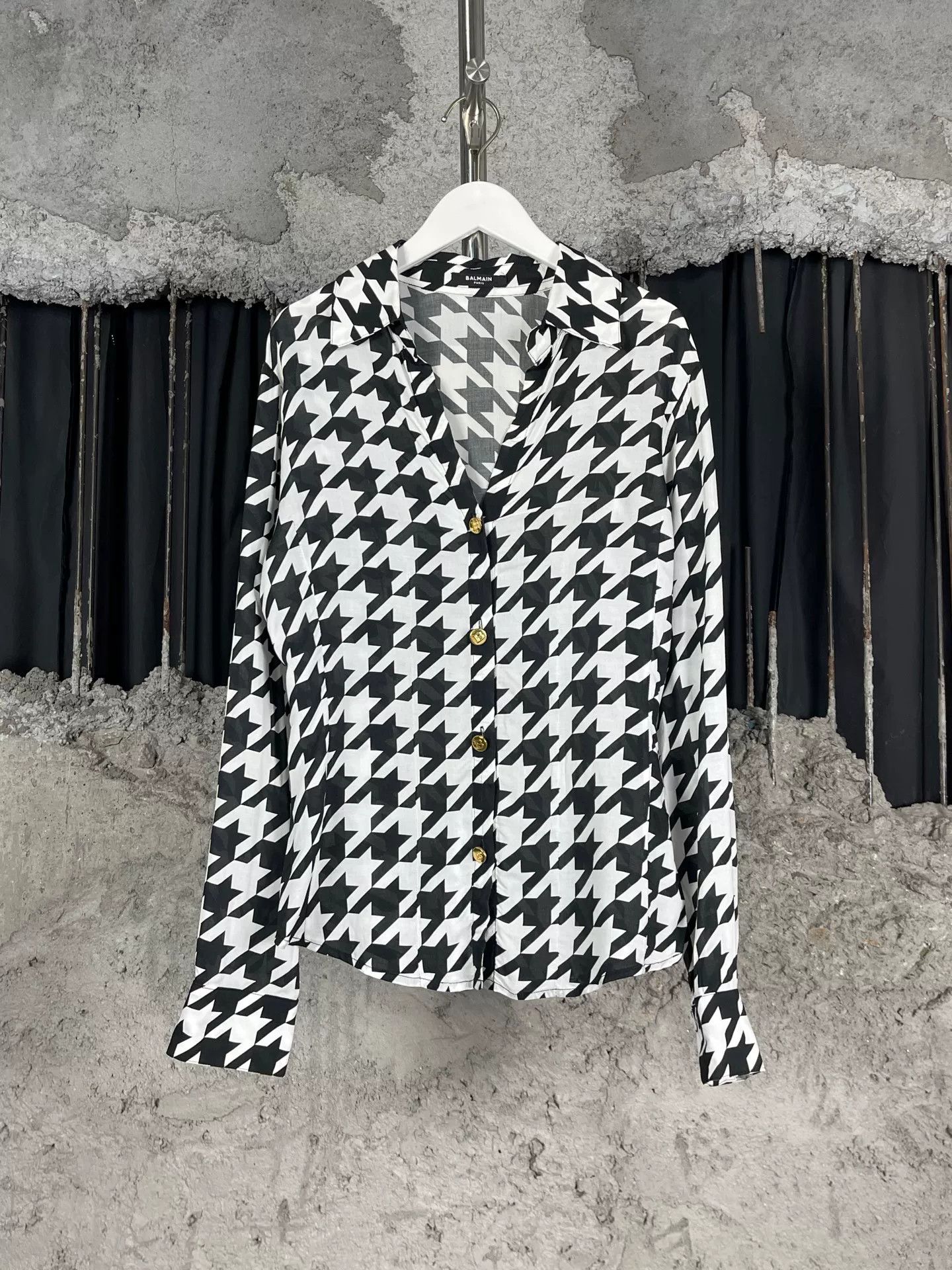 Balmain Balmain Houndstooth Button Up Shirt Size 36 Size XS / US 0-2 / IT 36-38 - 2 Thumbnail