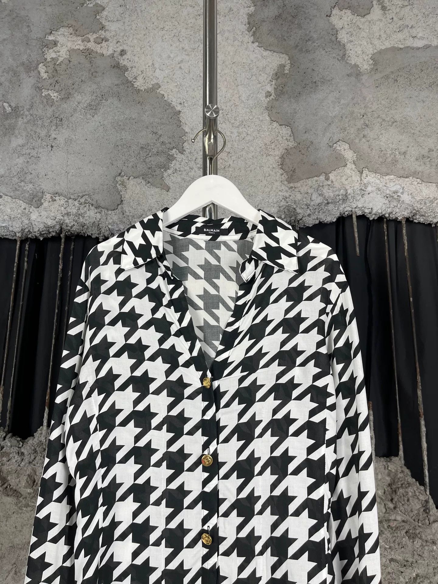 Balmain Balmain Houndstooth Button Up Shirt Size 36 Size XS / US 0-2 / IT 36-38 - 4 Thumbnail