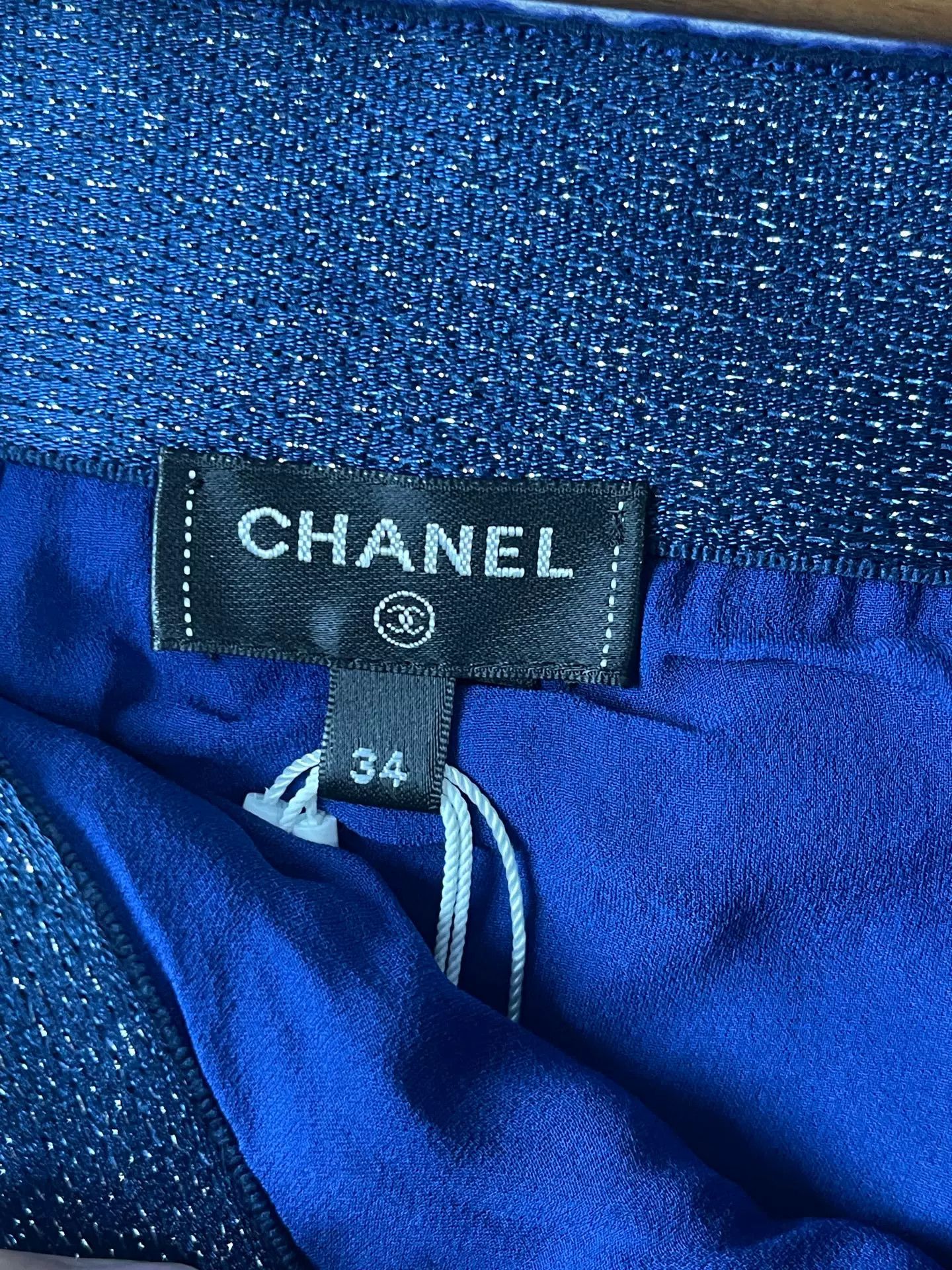 Chanel Chanel Blue Textured Knit Mini Skirt Size 34 Size 25" / US 0 / IT 36 - 7 Thumbnail