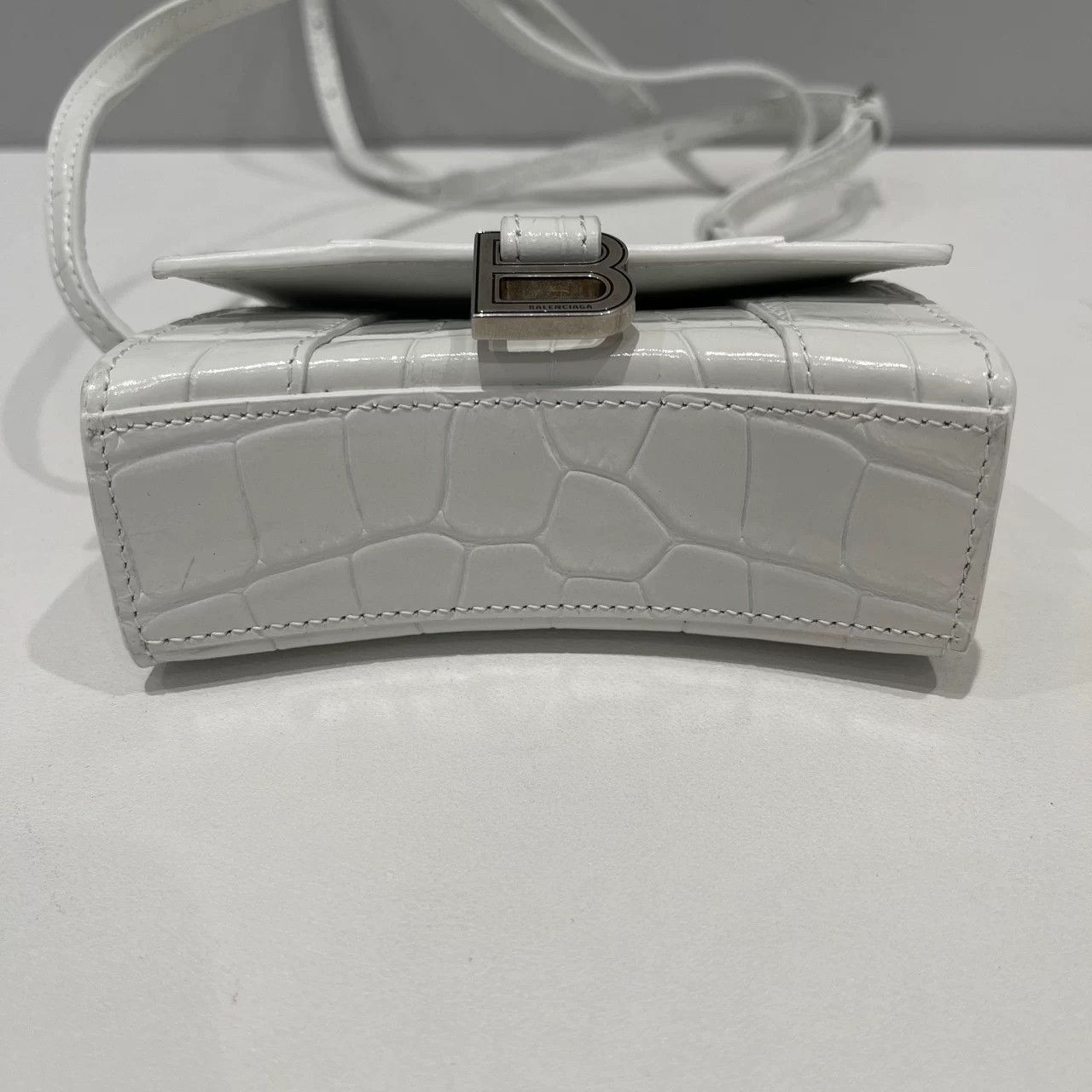 Balenciaga Balenciaga White Crocodile Hourglass Mini Bag One Size Size ONE SIZE - 6 Thumbnail
