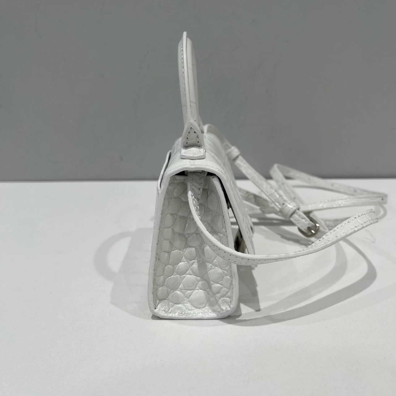 Balenciaga Balenciaga White Crocodile Hourglass Mini Bag One Size Size ONE SIZE - 5 Thumbnail