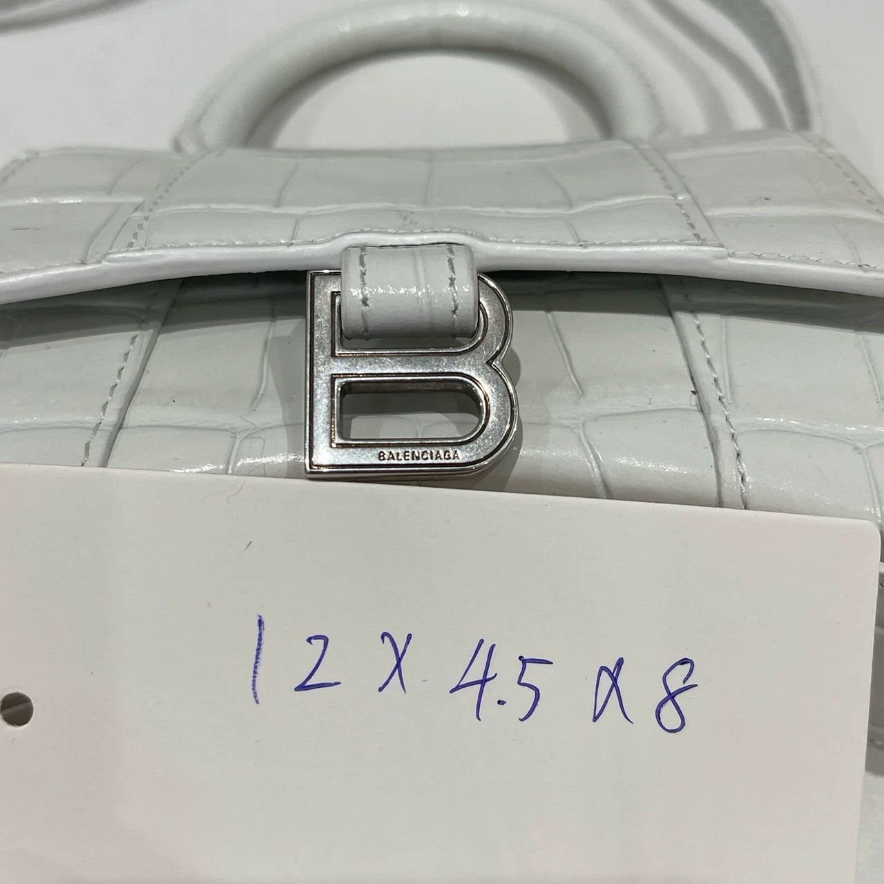 Balenciaga Balenciaga White Crocodile Hourglass Mini Bag One Size Size ONE SIZE - 9 Thumbnail