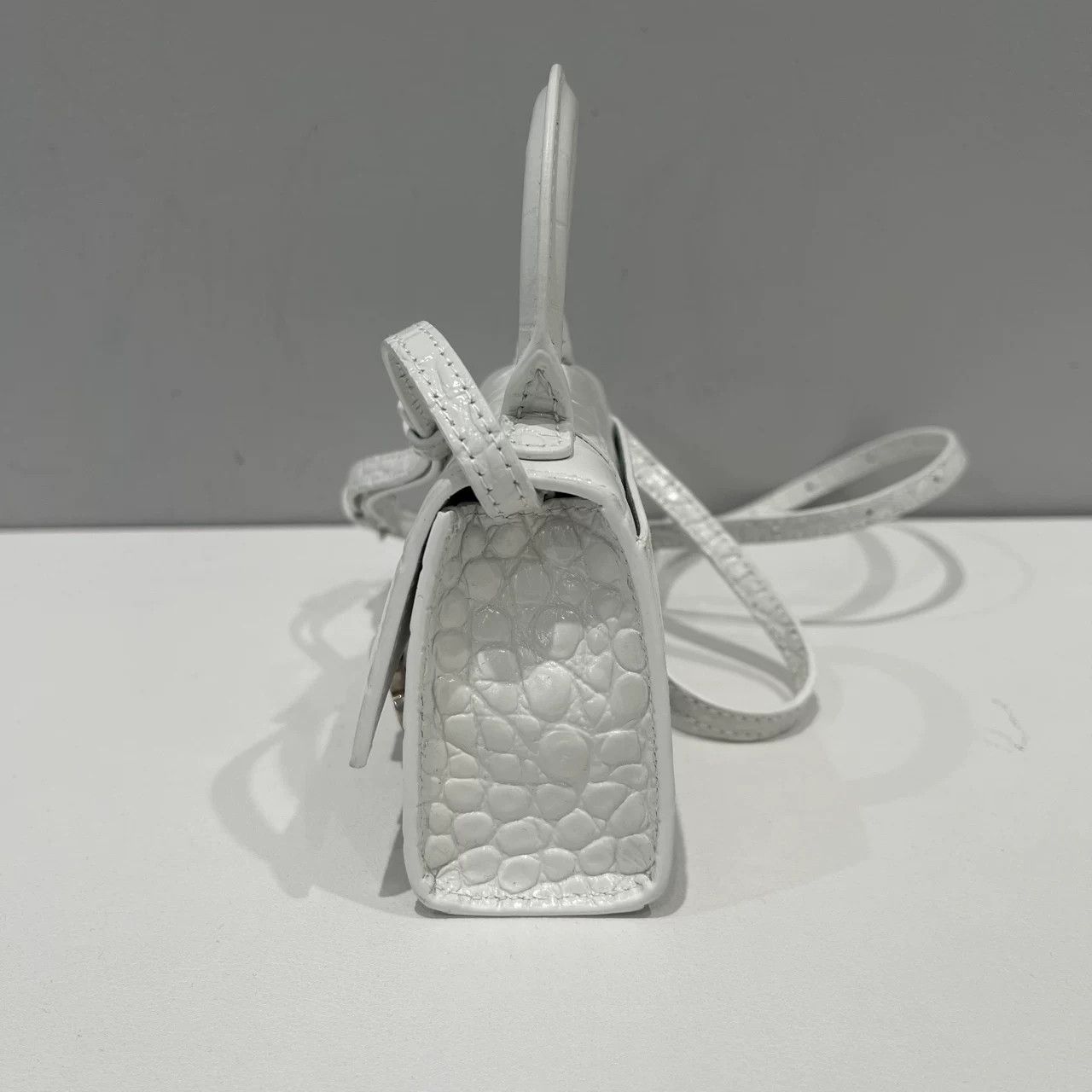 Balenciaga Balenciaga White Crocodile Hourglass Mini Bag One Size Size ONE SIZE - 4 Thumbnail