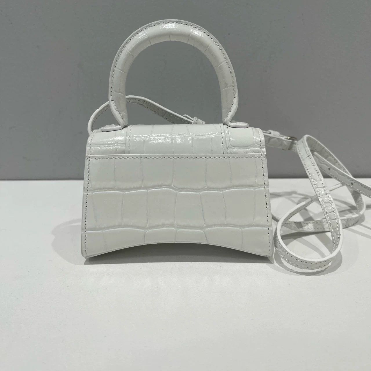 Balenciaga Balenciaga White Crocodile Hourglass Mini Bag One Size Size ONE SIZE - 3 Thumbnail