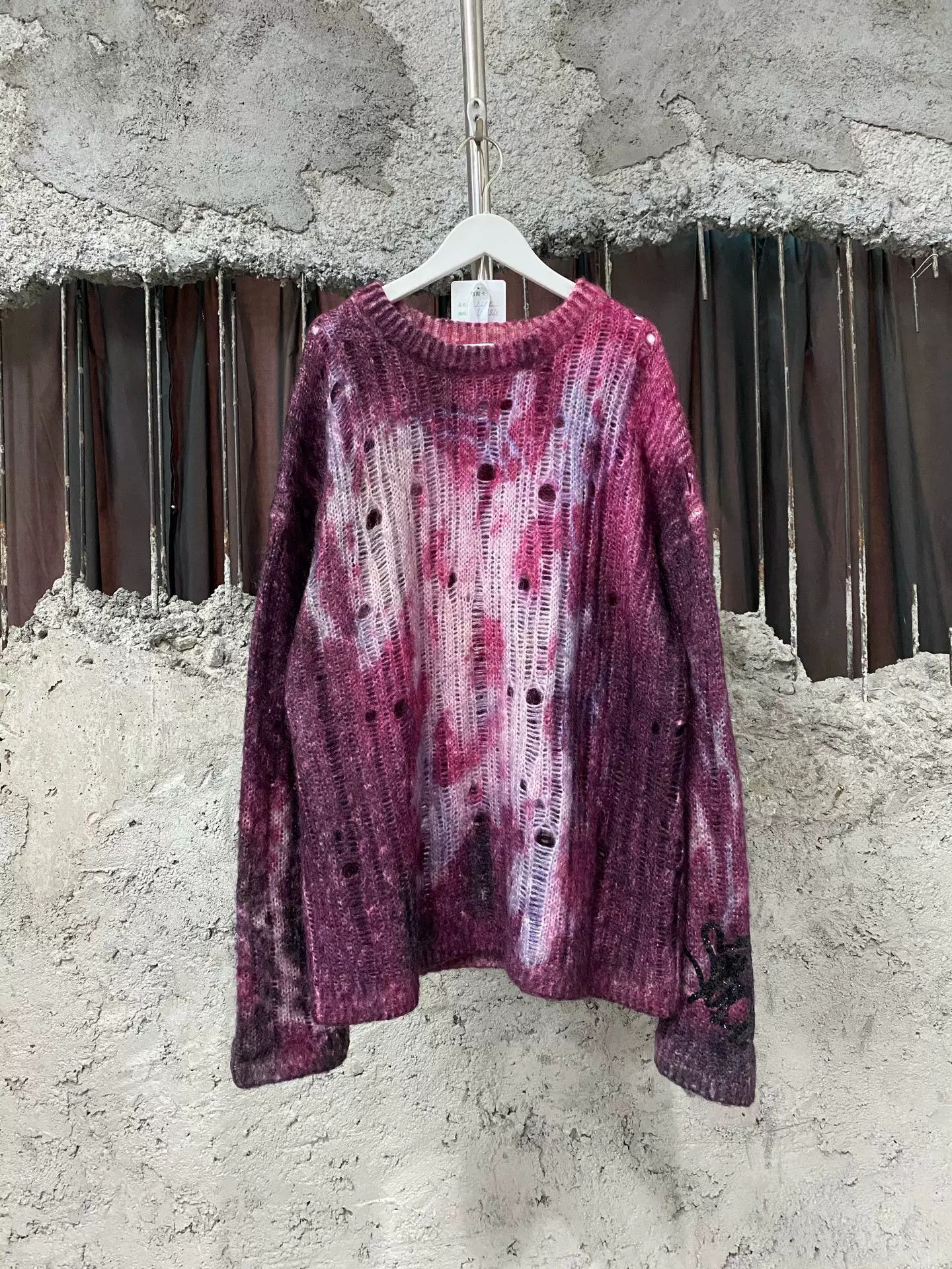 Acne Studios Acne Studios Purple Distressed Mohair Knit Sweater US M Size US M / EU 48-50 / 2 - 2 Thumbnail