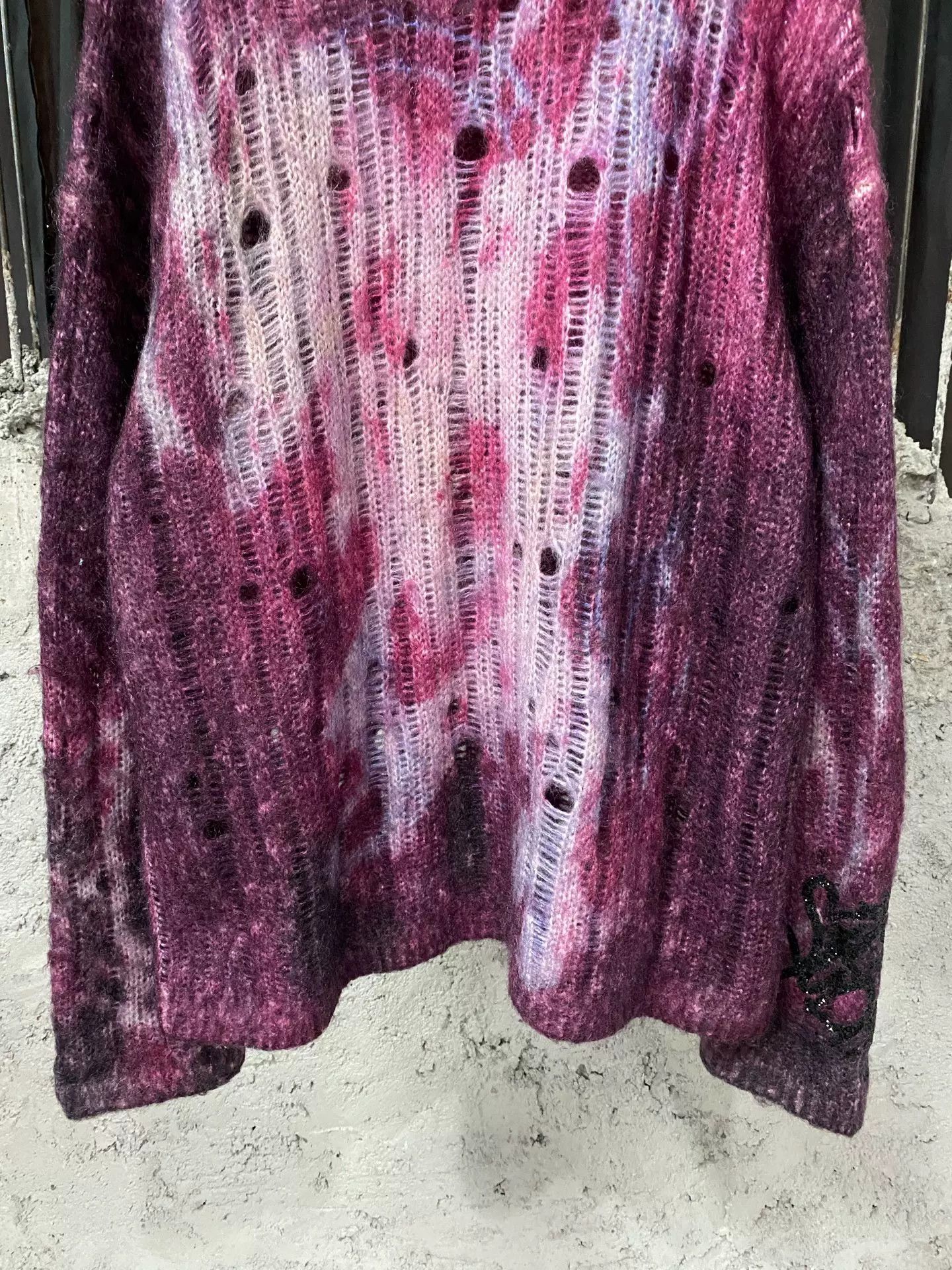 Acne Studios Acne Studios Purple Distressed Mohair Knit Sweater US M Size US M / EU 48-50 / 2 - 5 Thumbnail