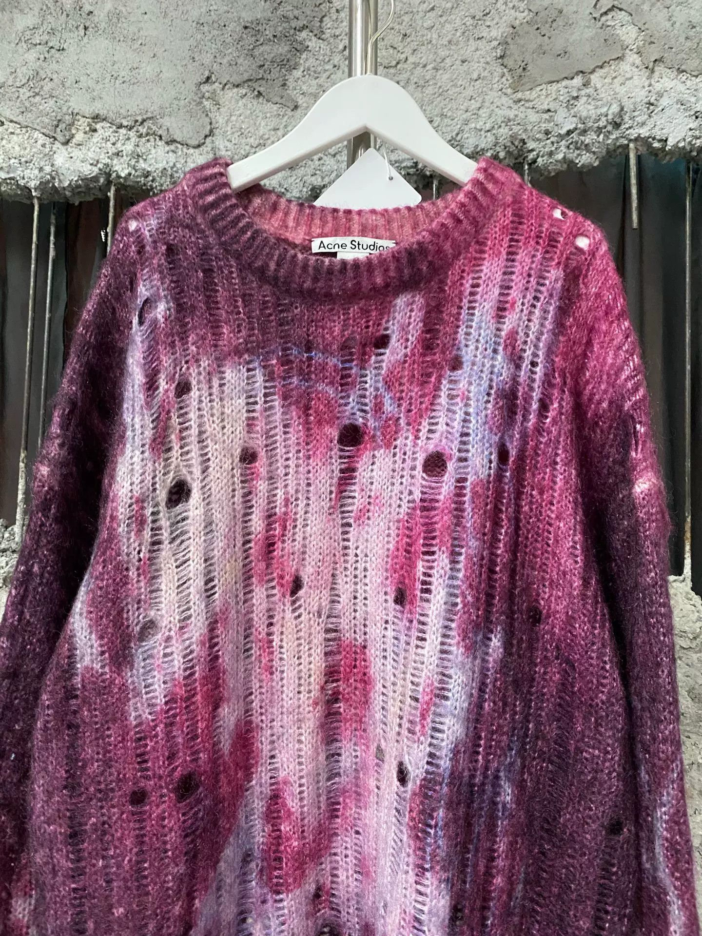 Acne Studios Acne Studios Purple Distressed Mohair Knit Sweater US M Size US M / EU 48-50 / 2 - 4 Thumbnail