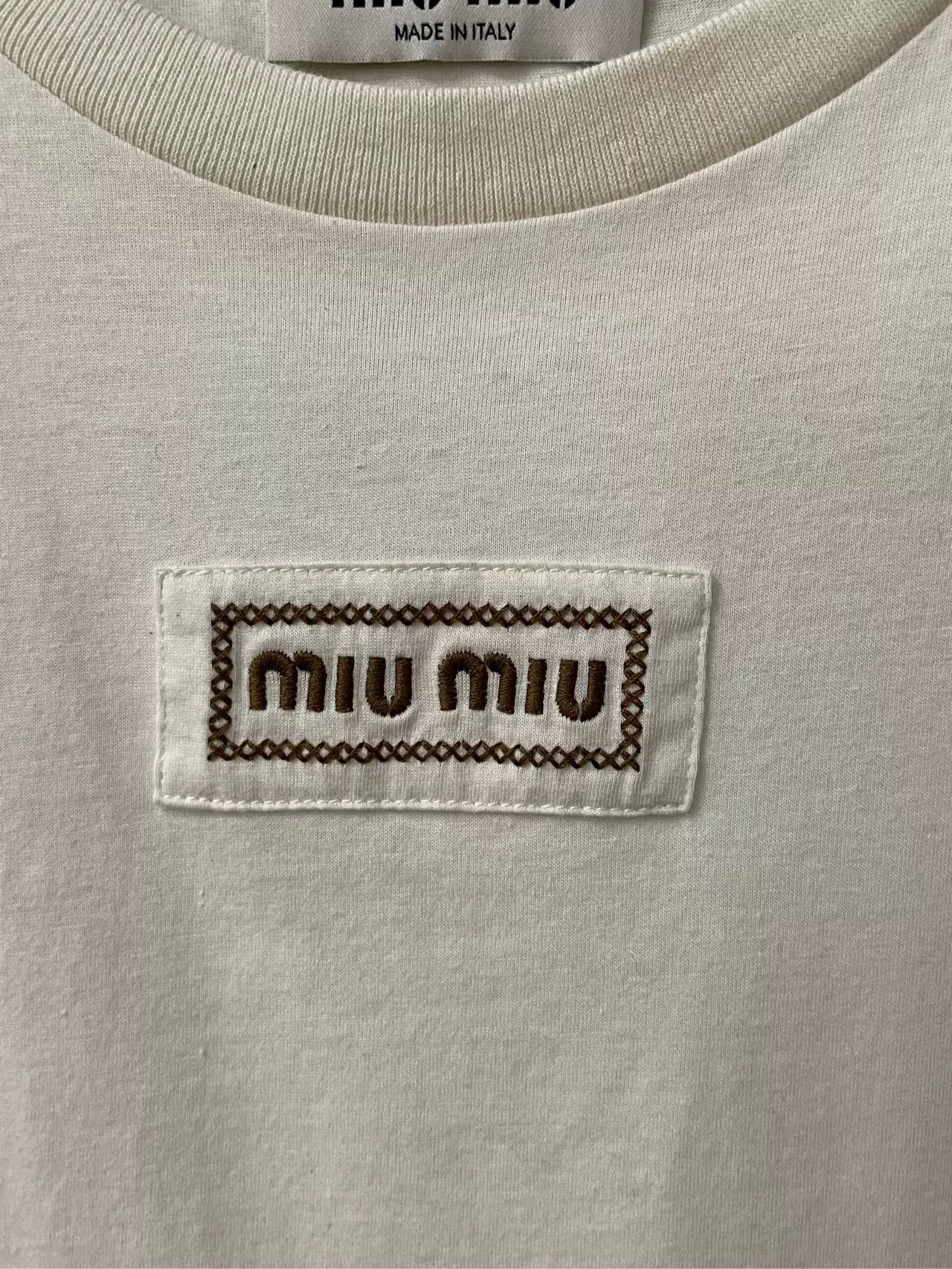 Miu Miu Miu Miu Embroidered Logo T-Shirt Size M Size M / US 6-8 / IT 42-44 - 6 Thumbnail
