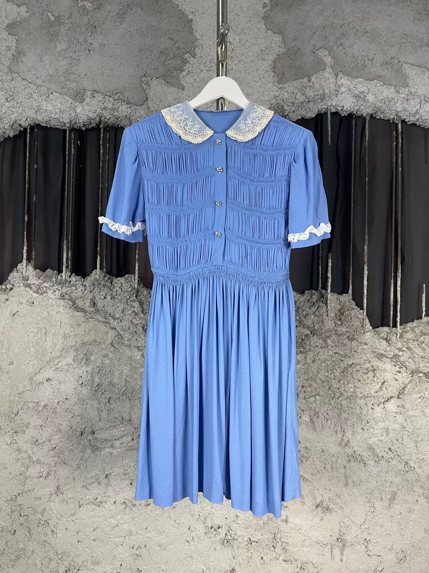 Miu Miu Miu Miu Blue Pleated Mini Dress Size 40 Size S / US 4 / IT 40 - 2 Thumbnail