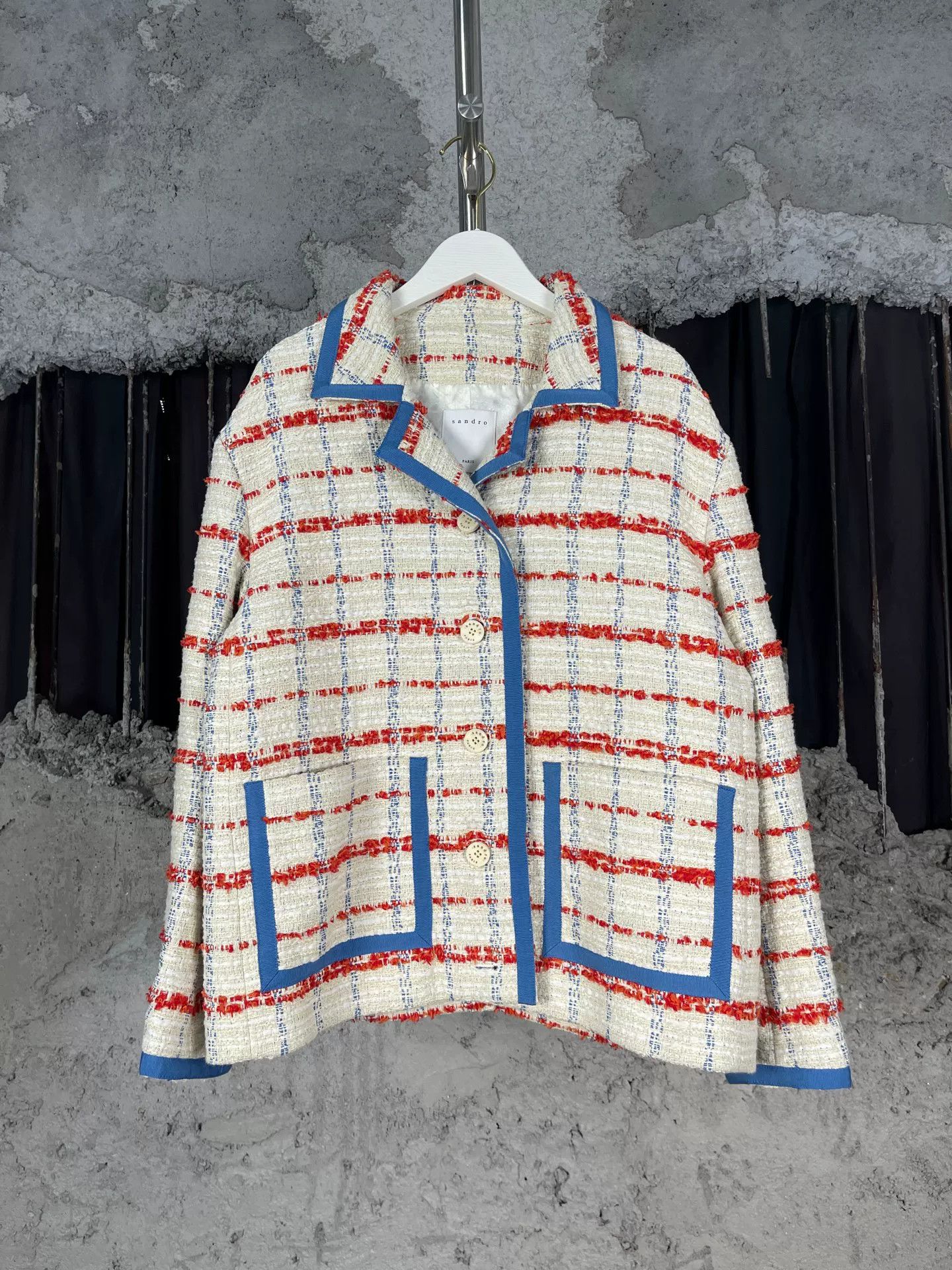 Sandro Sandro Tweed Check Blazer Size 36 Size XS / US 0-2 / IT 36-38 - 2 Thumbnail