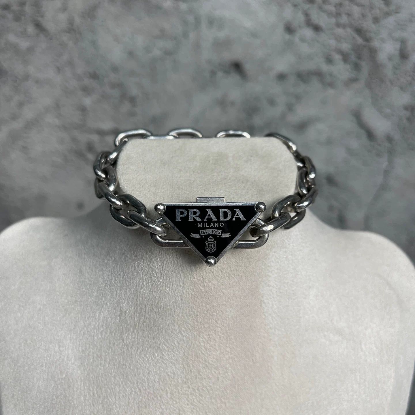 Prada Prada Triangle Logo Chain Bracelet Size M Size ONE SIZE - 2 Thumbnail