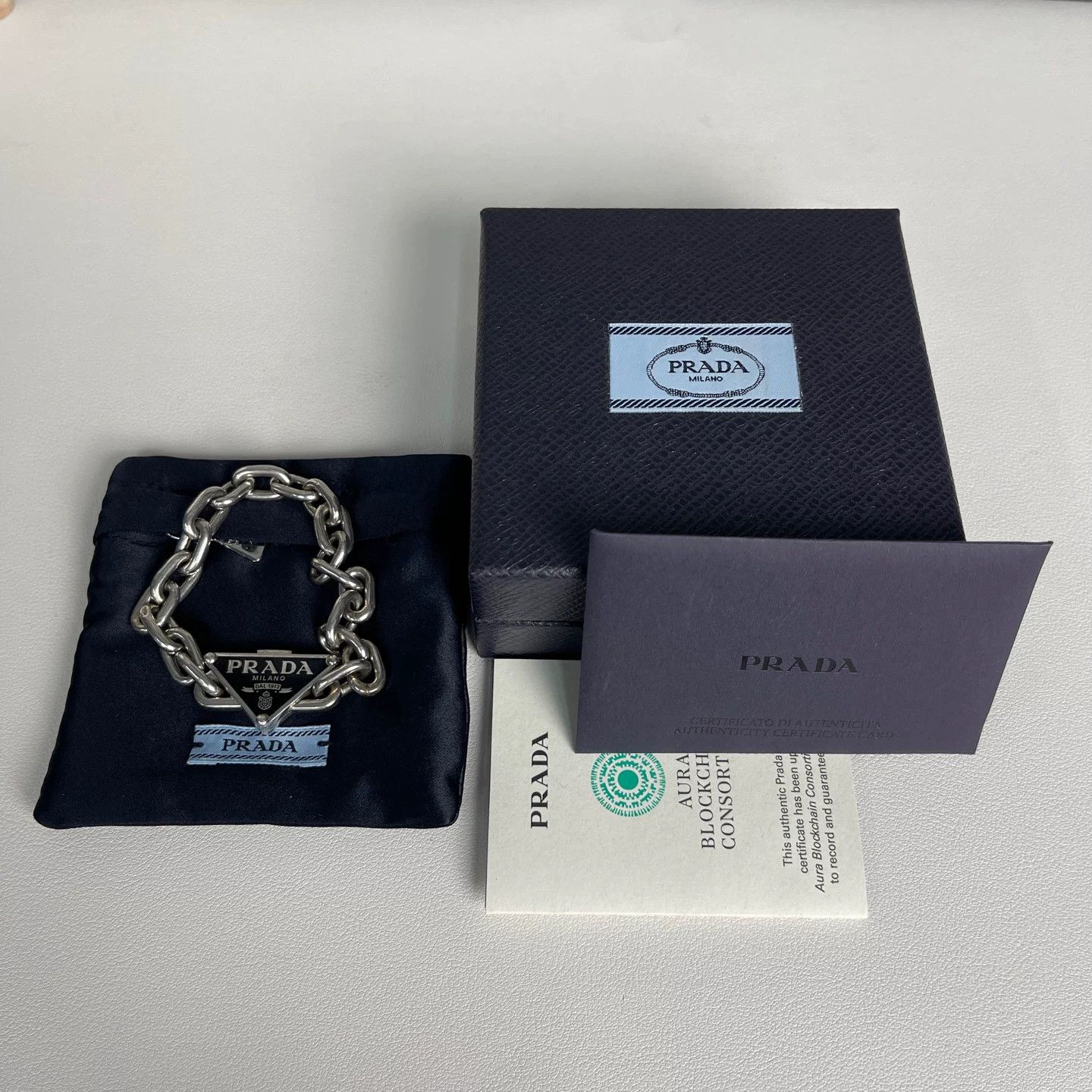 Prada Prada Triangle Logo Chain Bracelet Size M Size ONE SIZE - 8 Thumbnail