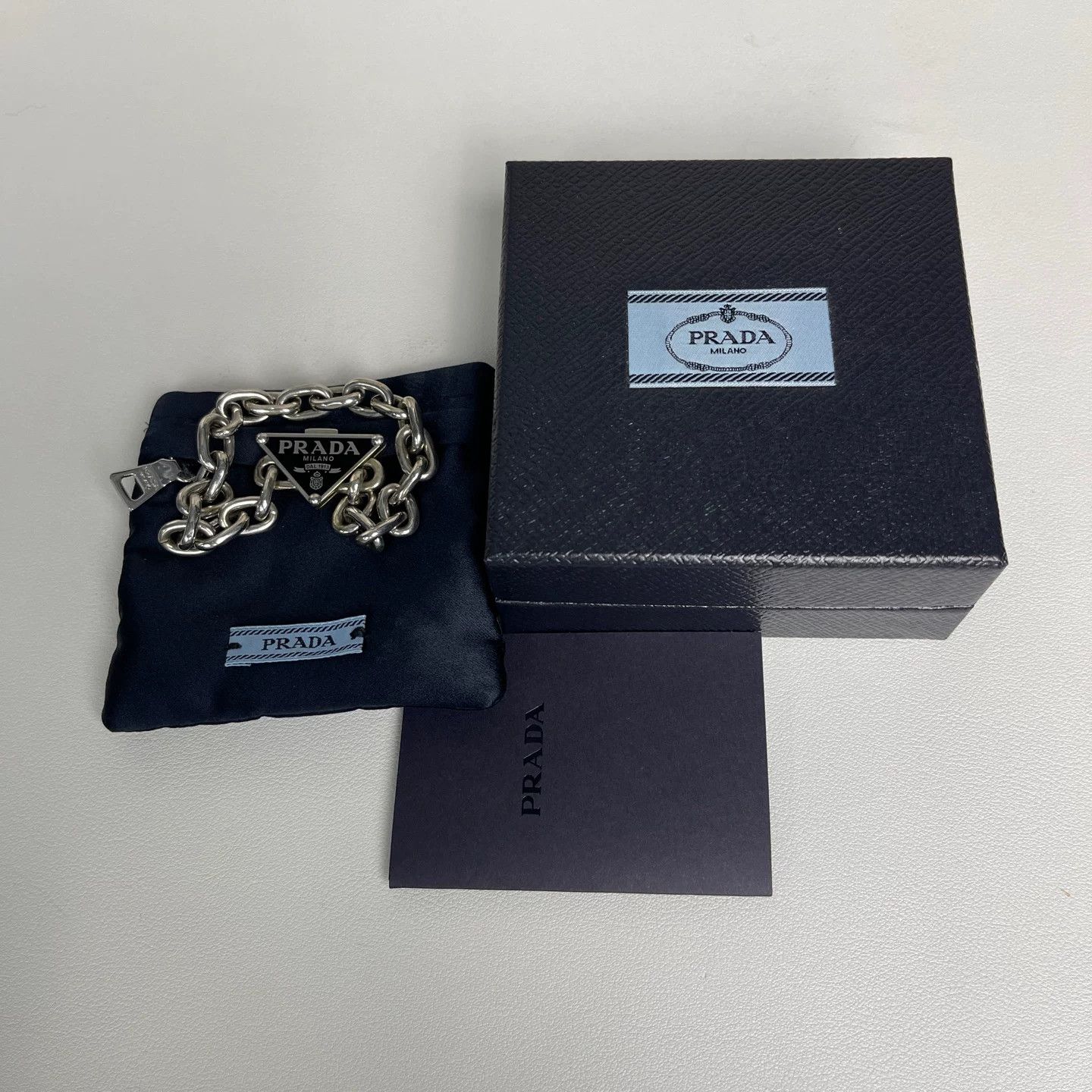 Prada Prada Triangle Logo Silver Chain Bracelet One Size Size ONE SIZE - 8 Thumbnail