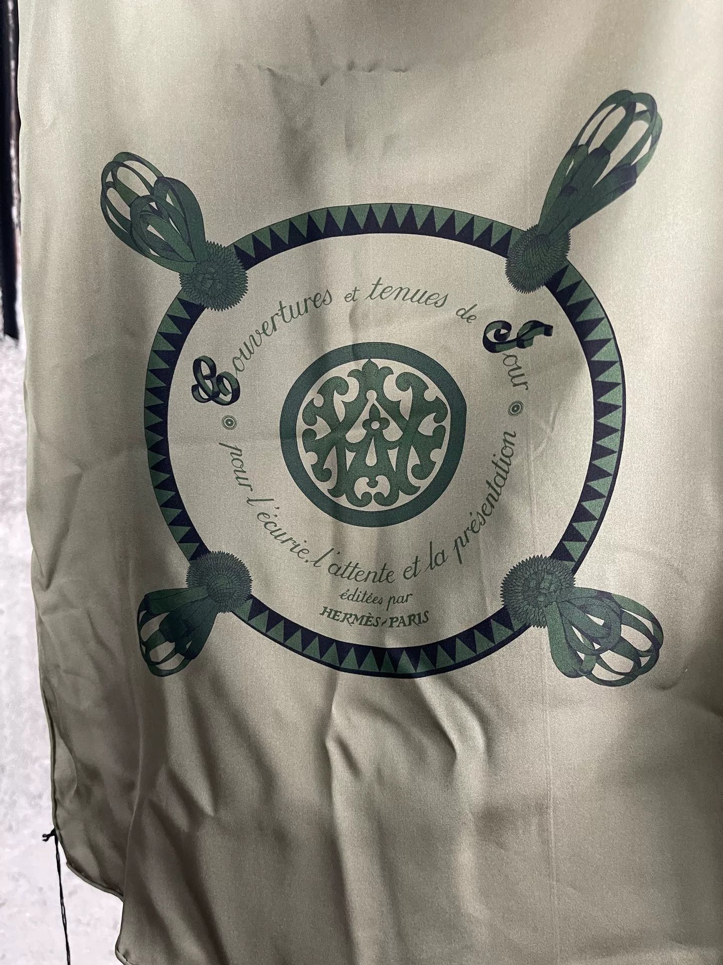 Hermes Hermes Olive Silk Scarf ONE SIZE Size ONE SIZE - 4 Thumbnail