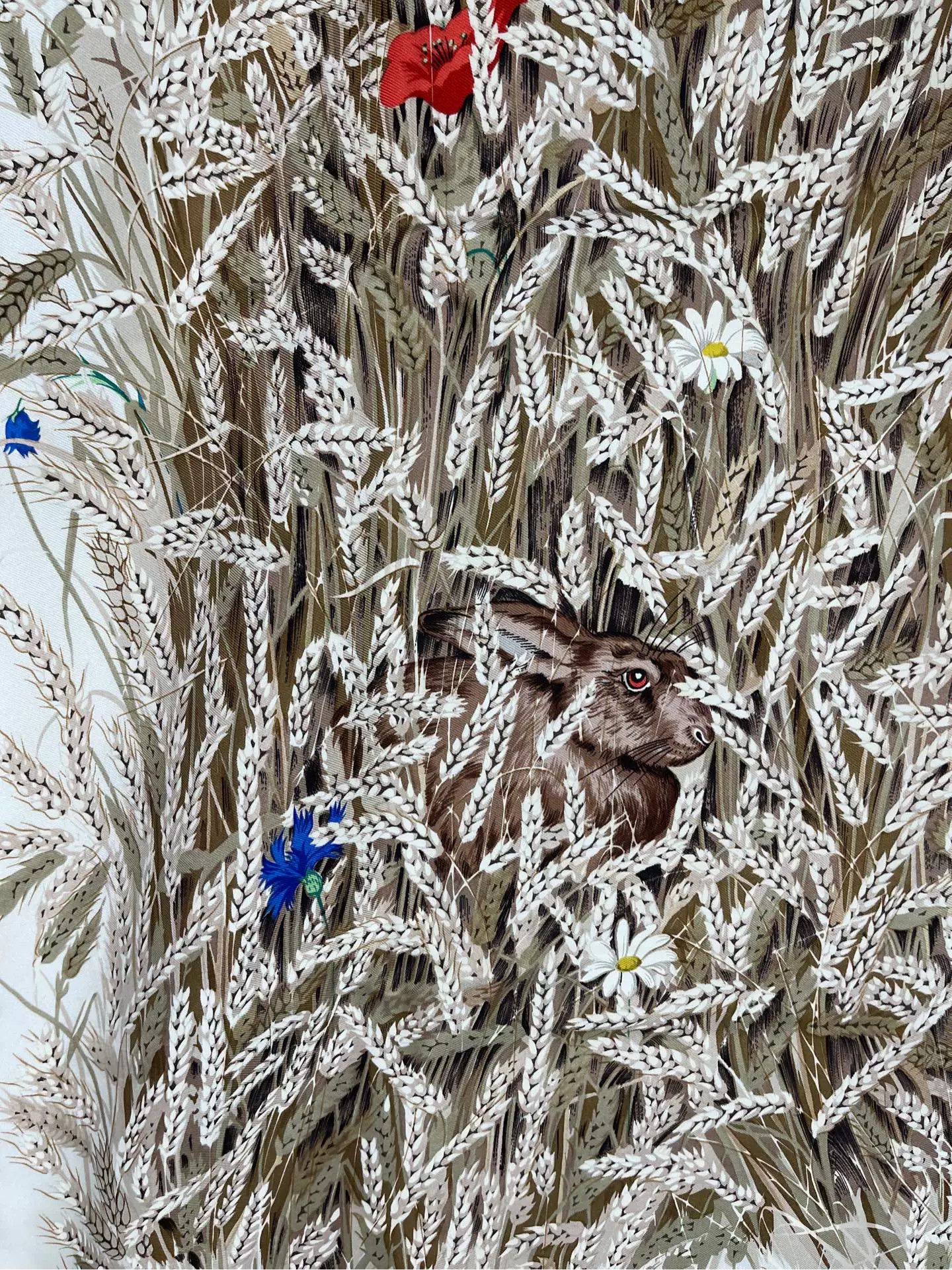 Hermes Hermès Rabbit Wheat Print Silk Scarf One Size Size ONE SIZE - 4 Thumbnail