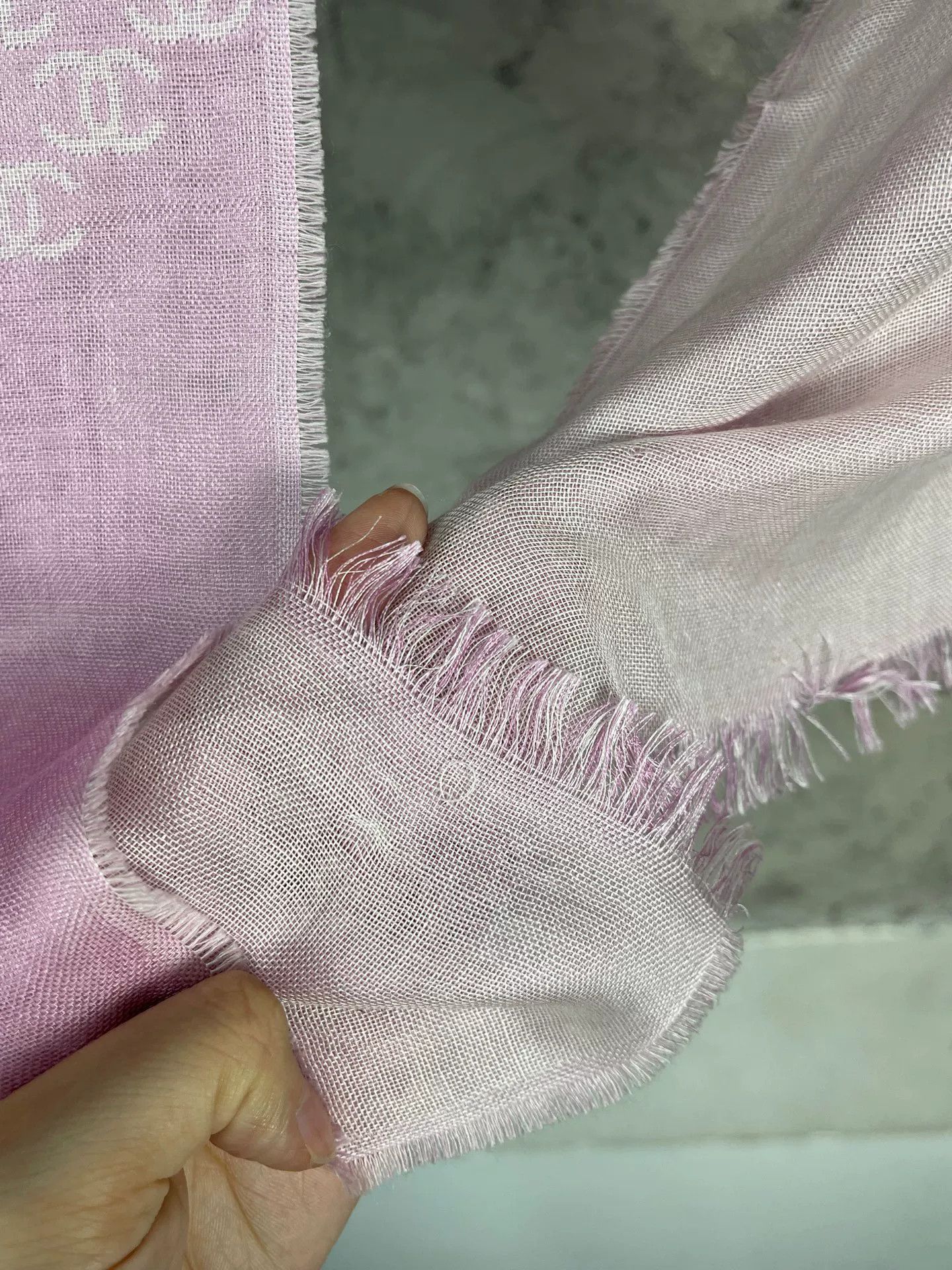 Chanel Chanel Logo Pattern Silk Cashmere Scarf Size ONE SIZE - 5 Thumbnail