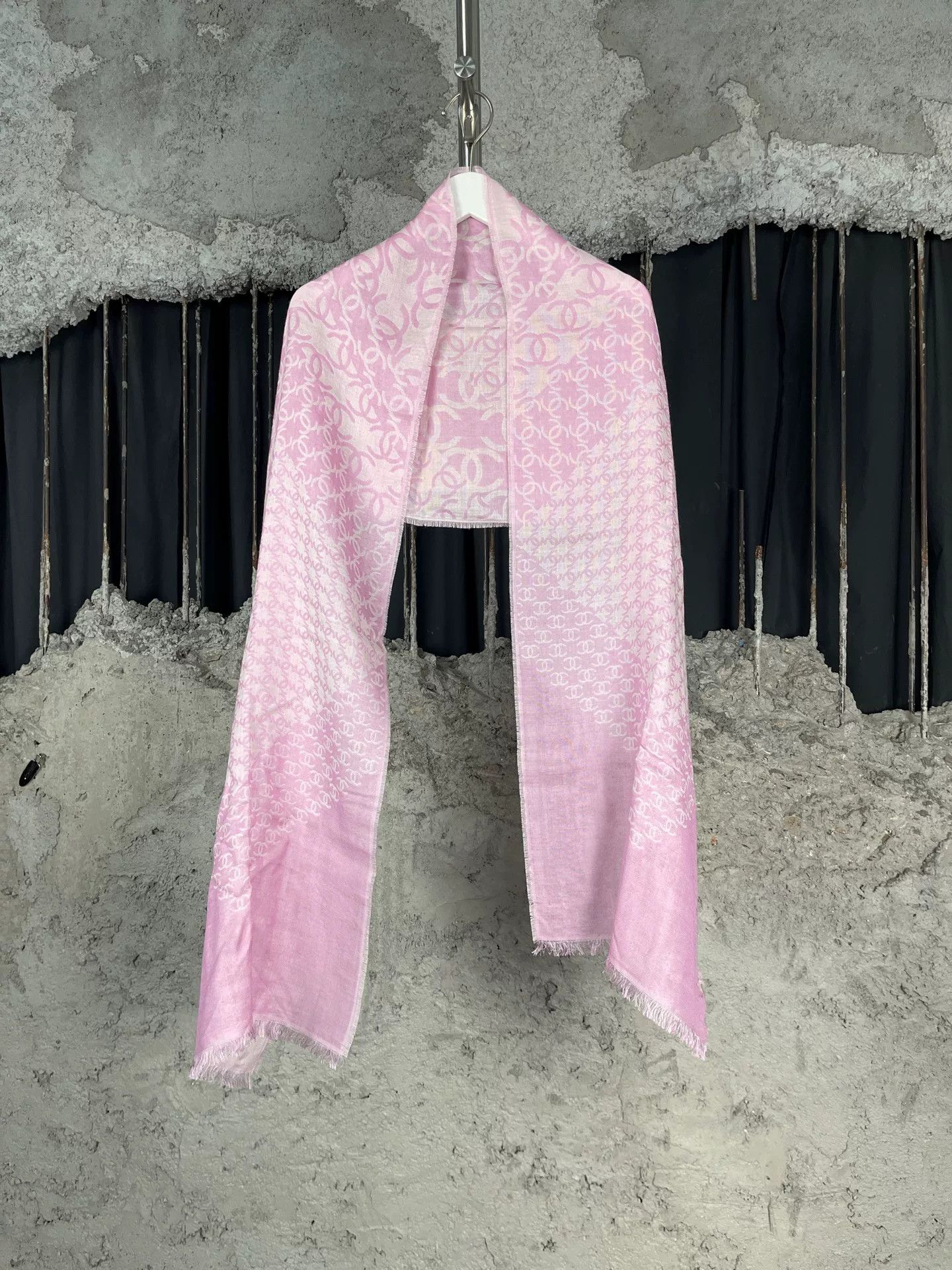 Chanel Chanel Logo Pattern Silk Cashmere Scarf Size ONE SIZE - 2 Thumbnail