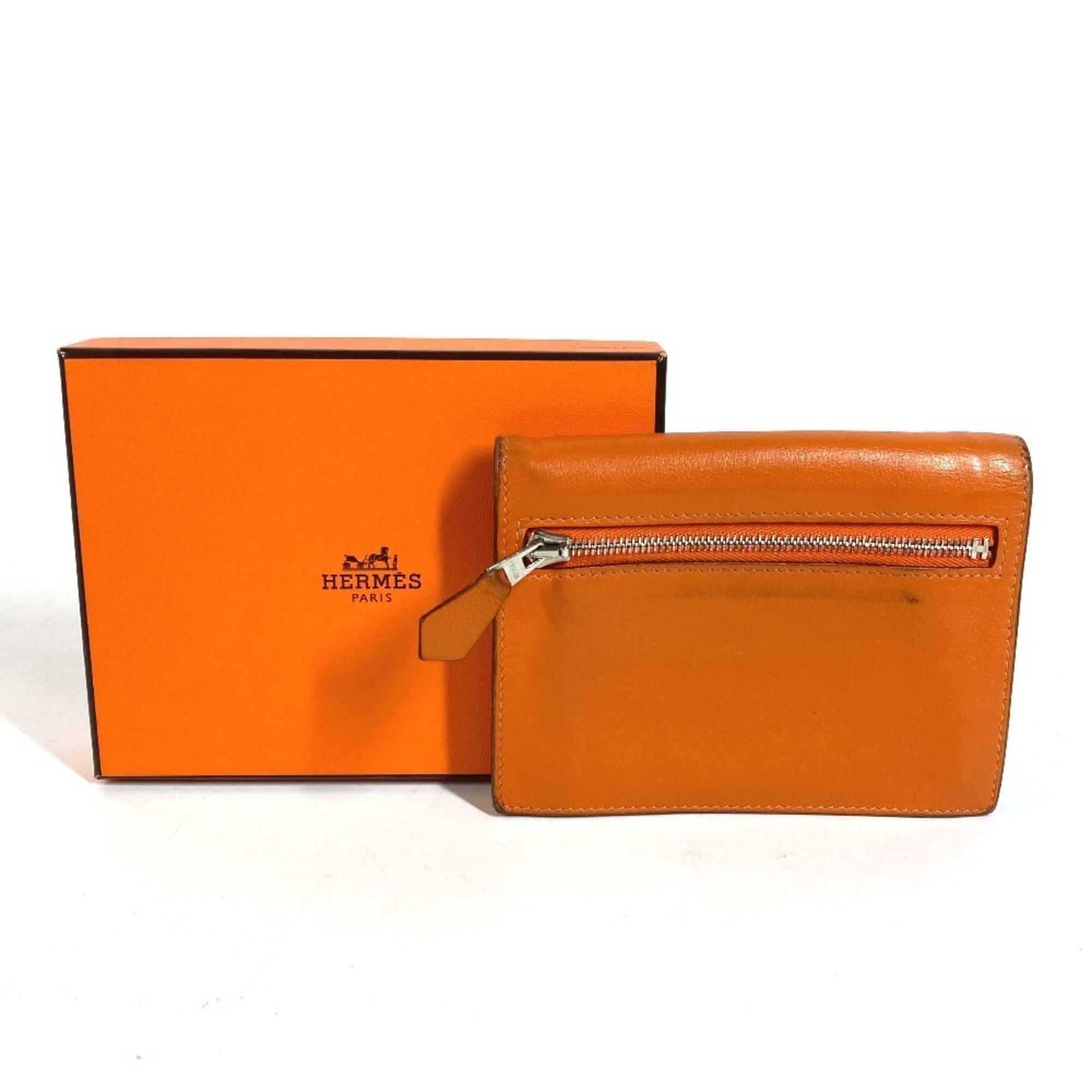 Hermes HERMES Zip Zack Compact Wallet, Bi-fold Swift Leather, Men's/Women's, Orange Size ONE SIZE - 12 Thumbnail
